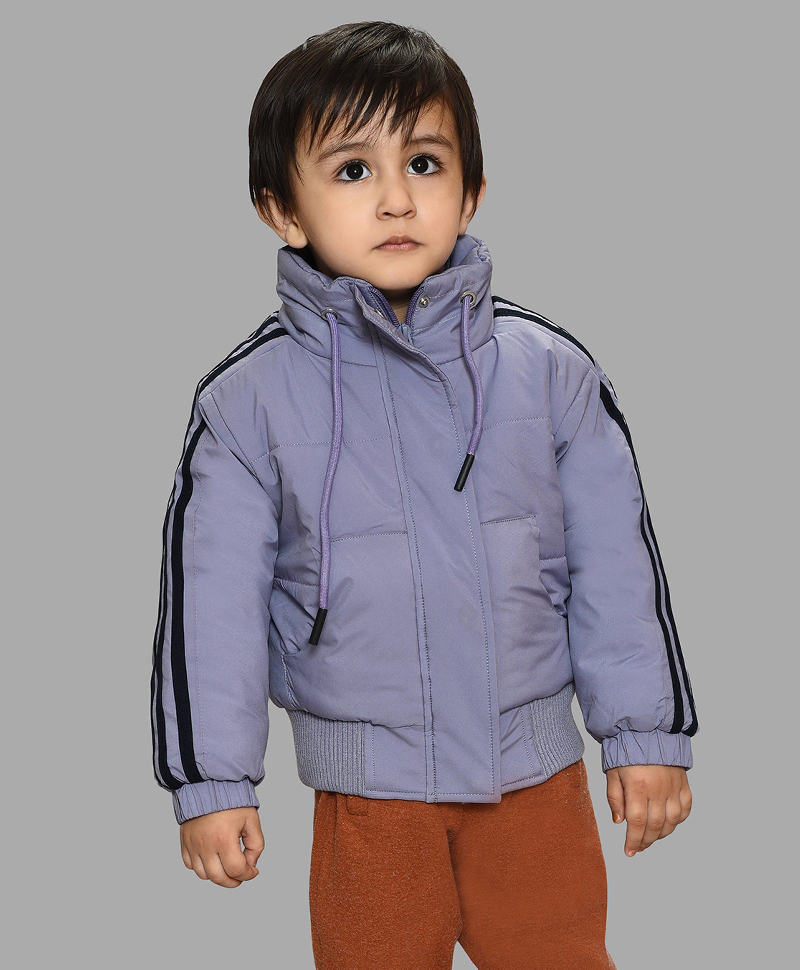 Mi Arcus Full Sleeeves Side Taped Jacket With Kangaroo Pockets - Lavender-image-34