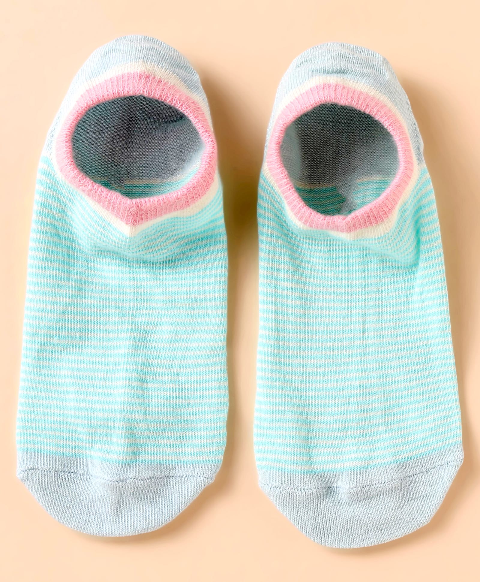Mustang Knitted No Show Socks with Color Block - Light Blue-image-0