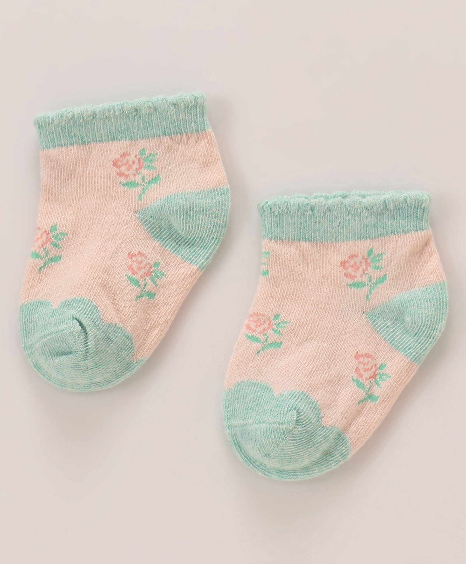 Mustang Knit Ankle Length Socks With Stripe Design - Pink & Aqua-picture-10