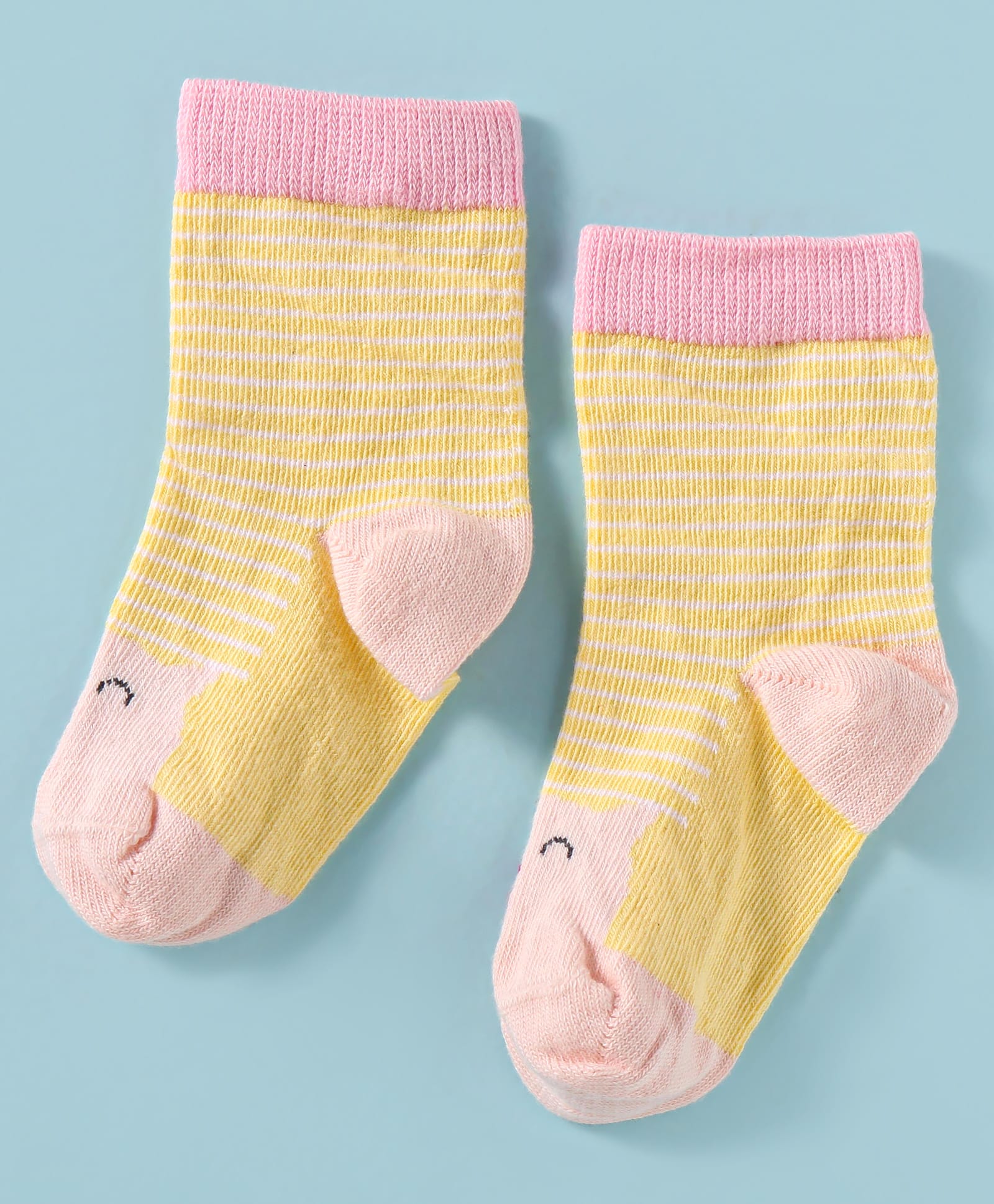 Mustang Knit Ankle Length Socks With Striped Design - Lemon Yellow-picture-17