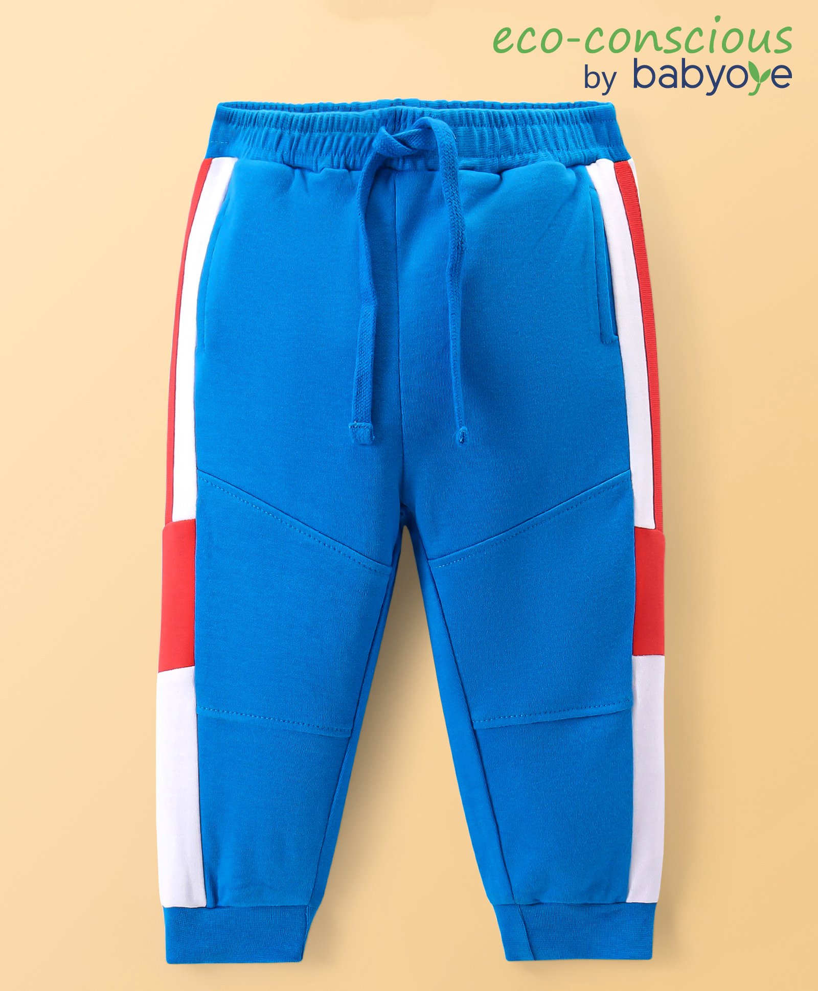 Babyoye Interlock Knit Full Length Colour Block Lounge Pant - Blue-image-17