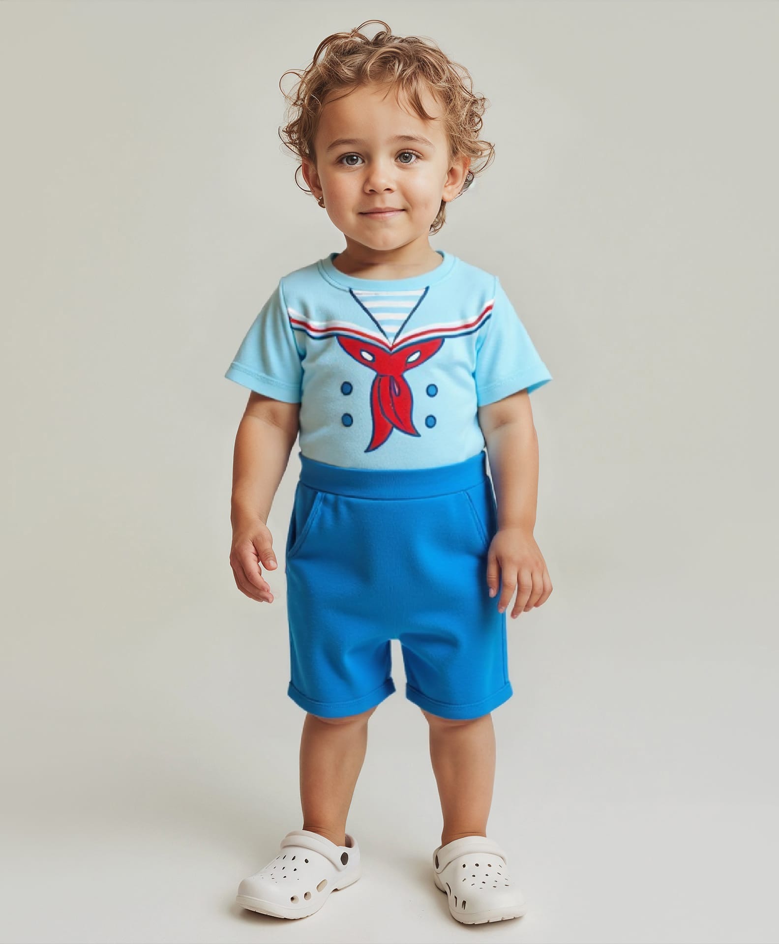 Babyoye 100%Cotton Knitwith Eco Jiva Finish Half Sleeves Romper Text Print - Blue-image-38