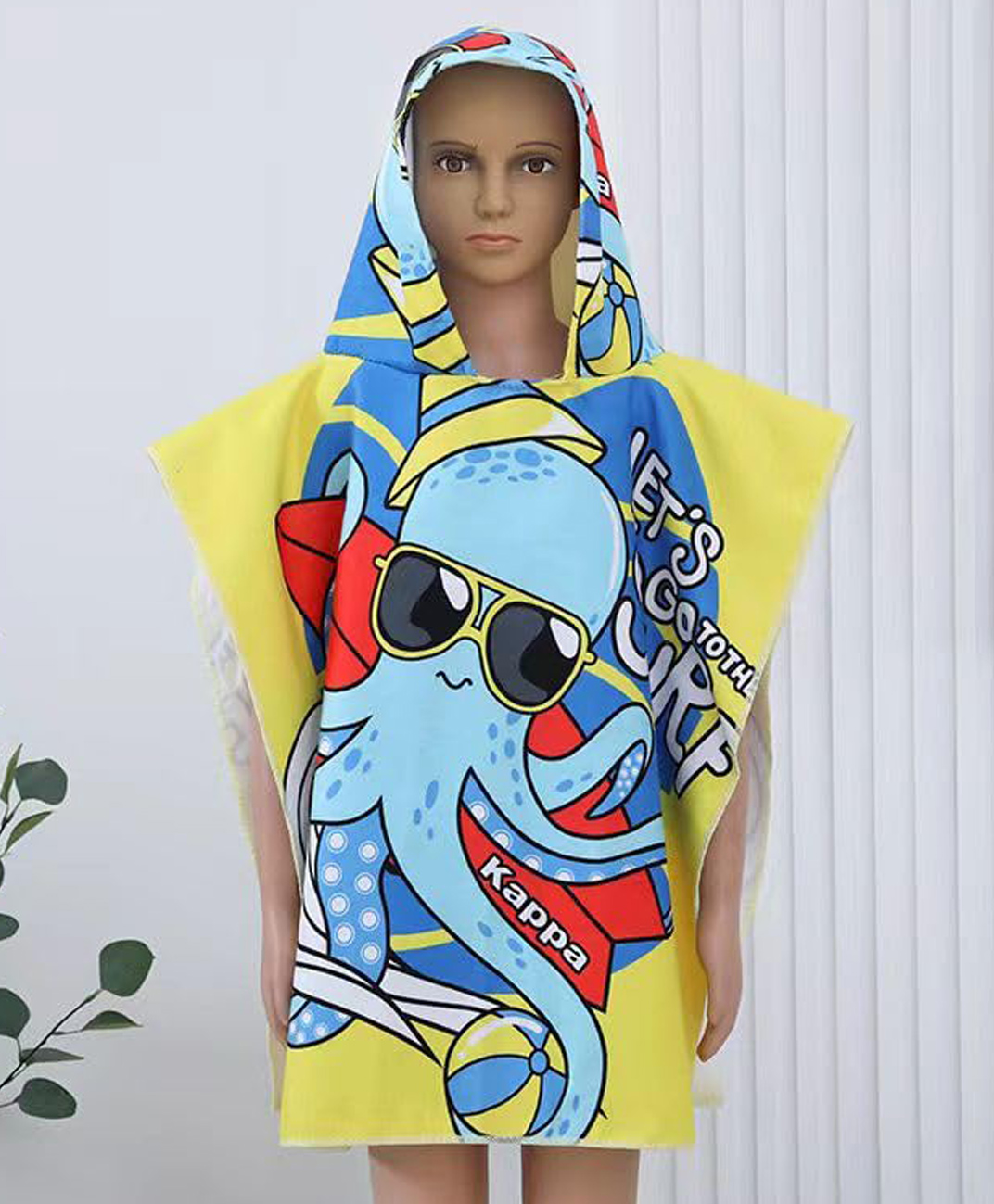 Butterthief Octopus Printed Poncho Hooded Bath Towel for Kids & Toddlers - Multicolor-image-3