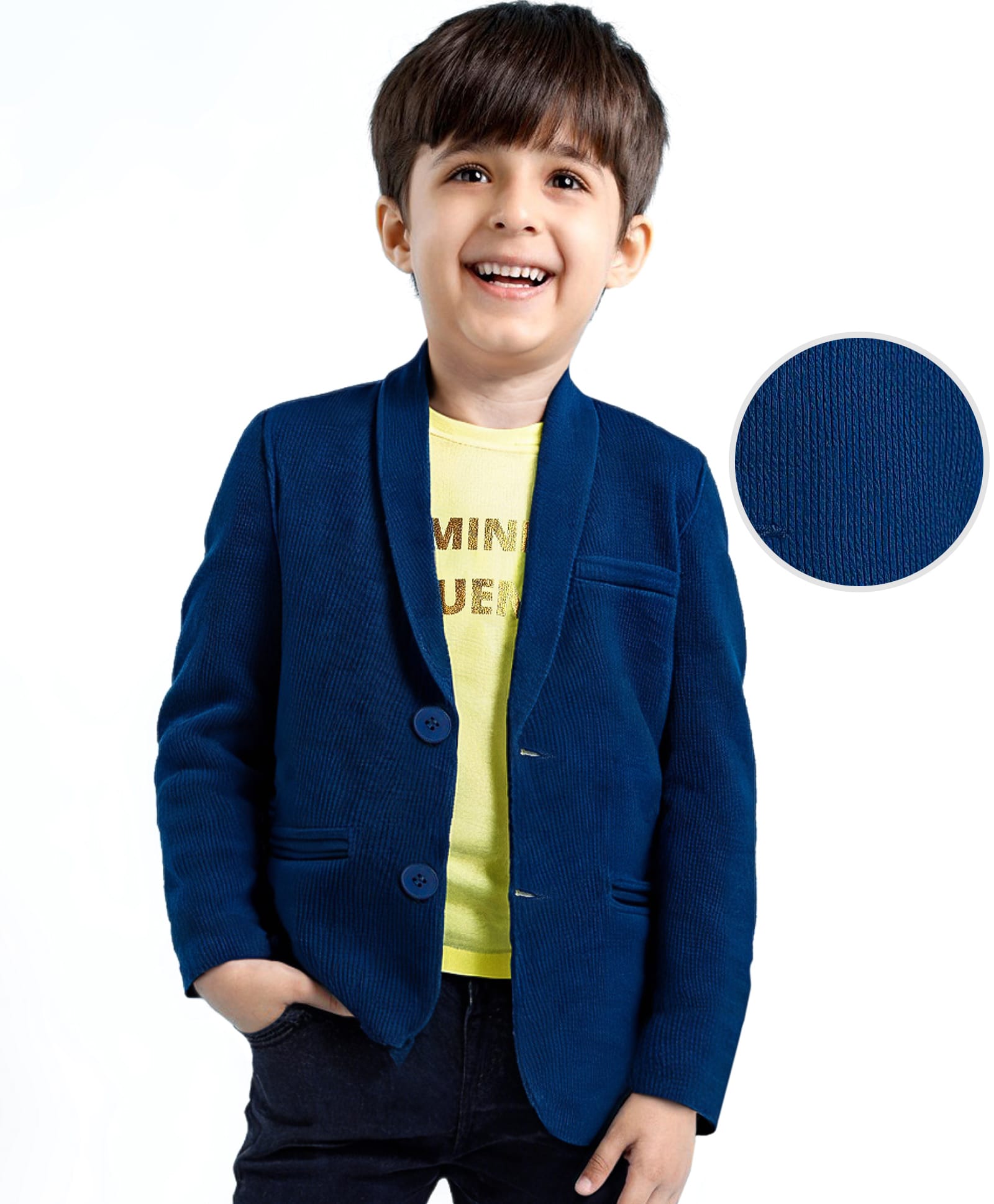 Babyhug Woven Full Sleeves Solid Colour Blazer With Text Printed T-Shirt - Teal Blue-image-25