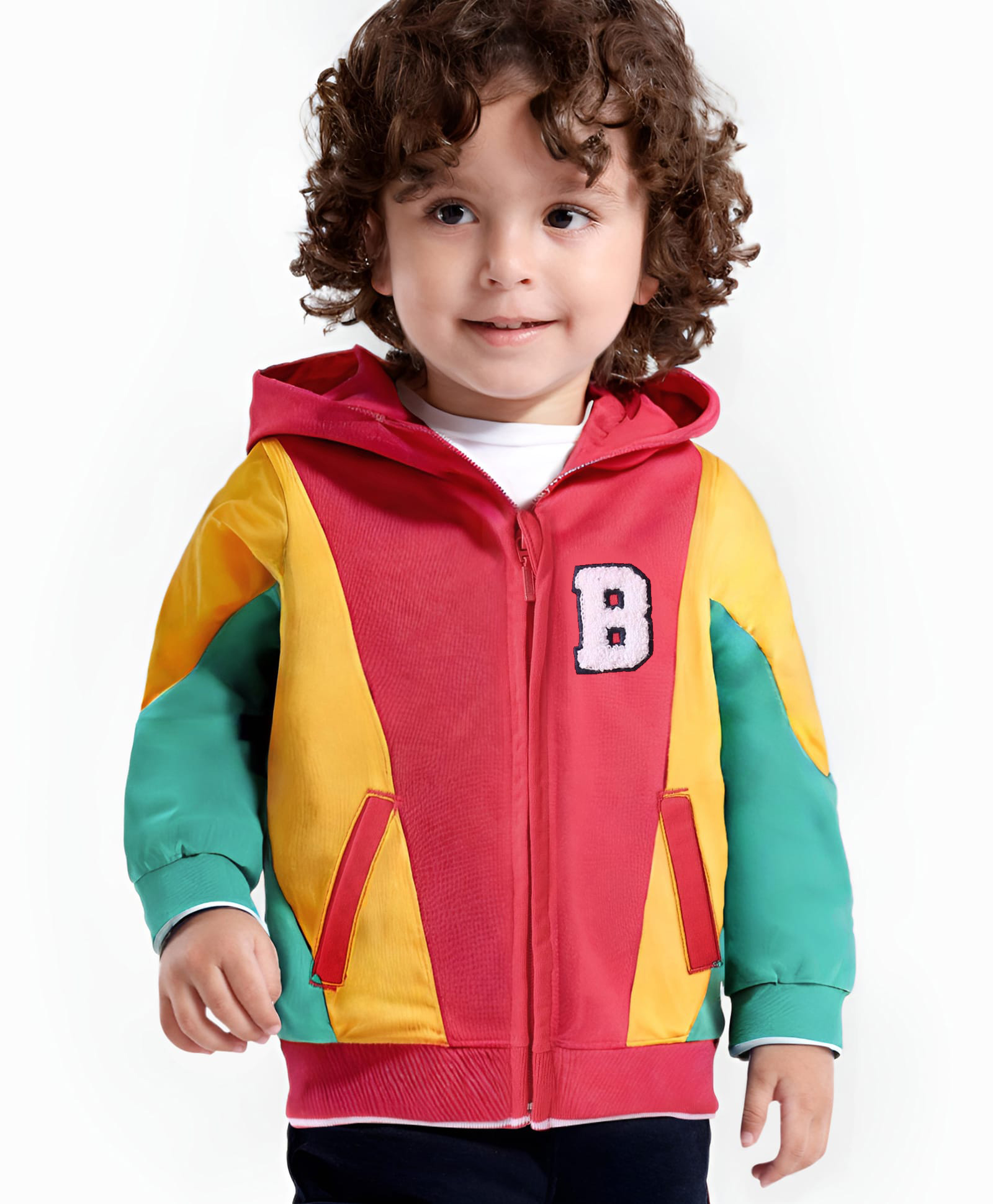 Babyhug Cotton Knit Full Sleeves Hooded Sweatjacket With Text Print & Cut & Sew Design - Red