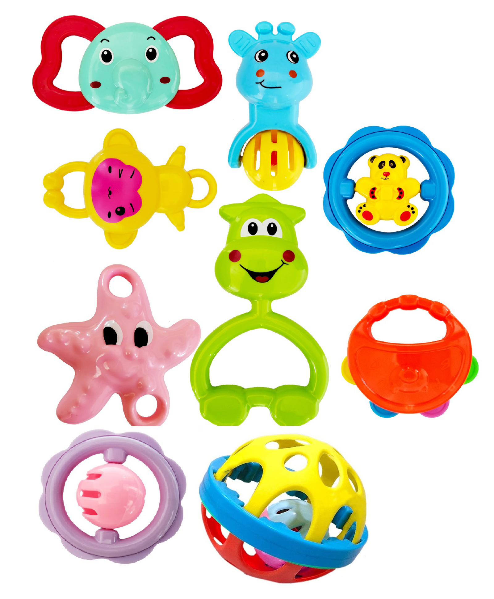 Colourful Lovely Attractive Rattles and Teether for Babies (Multicolour) - Set of 9 Pieces-image-1