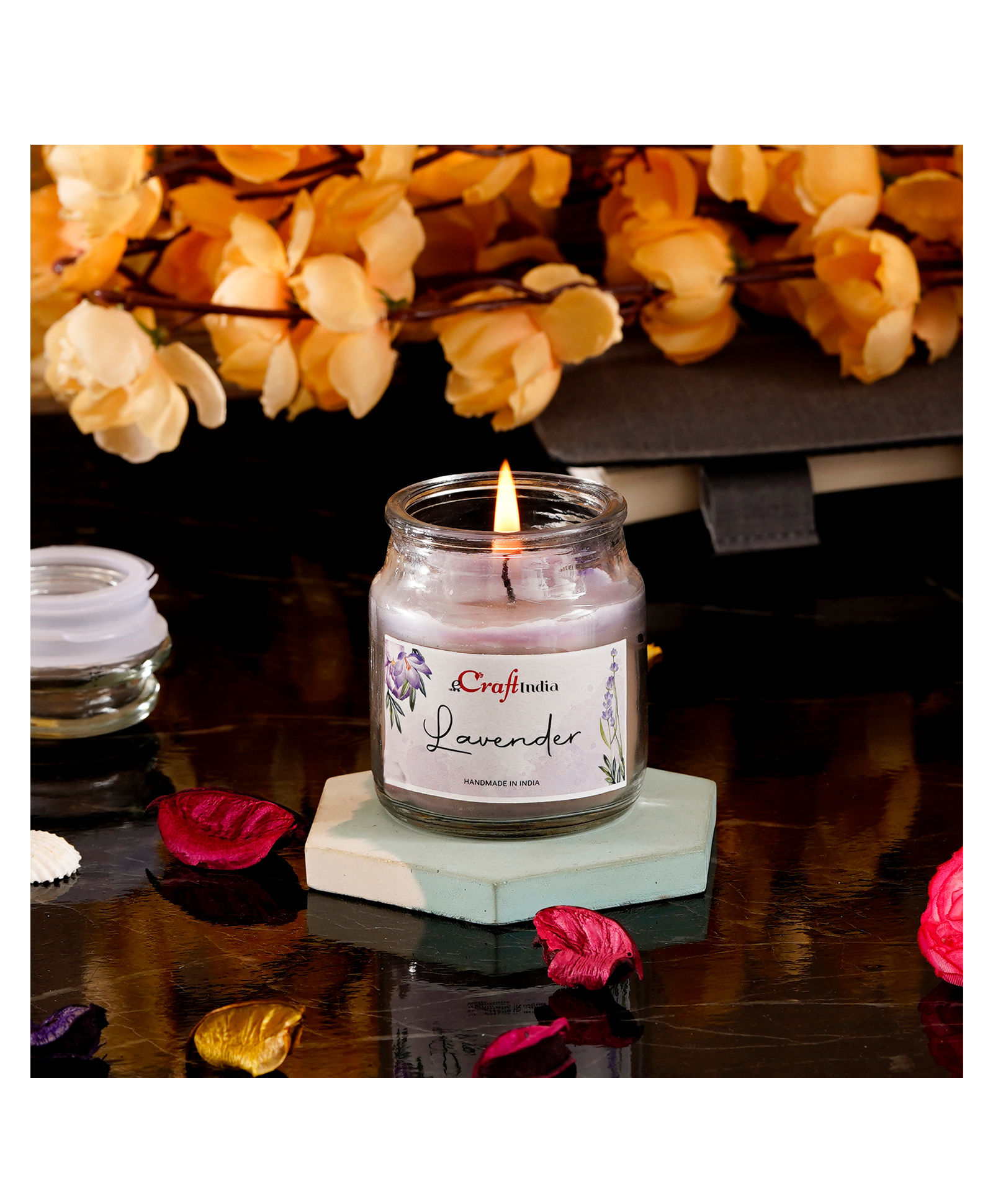 eCraftIndia Lavender Scented Jar Candle-image-21