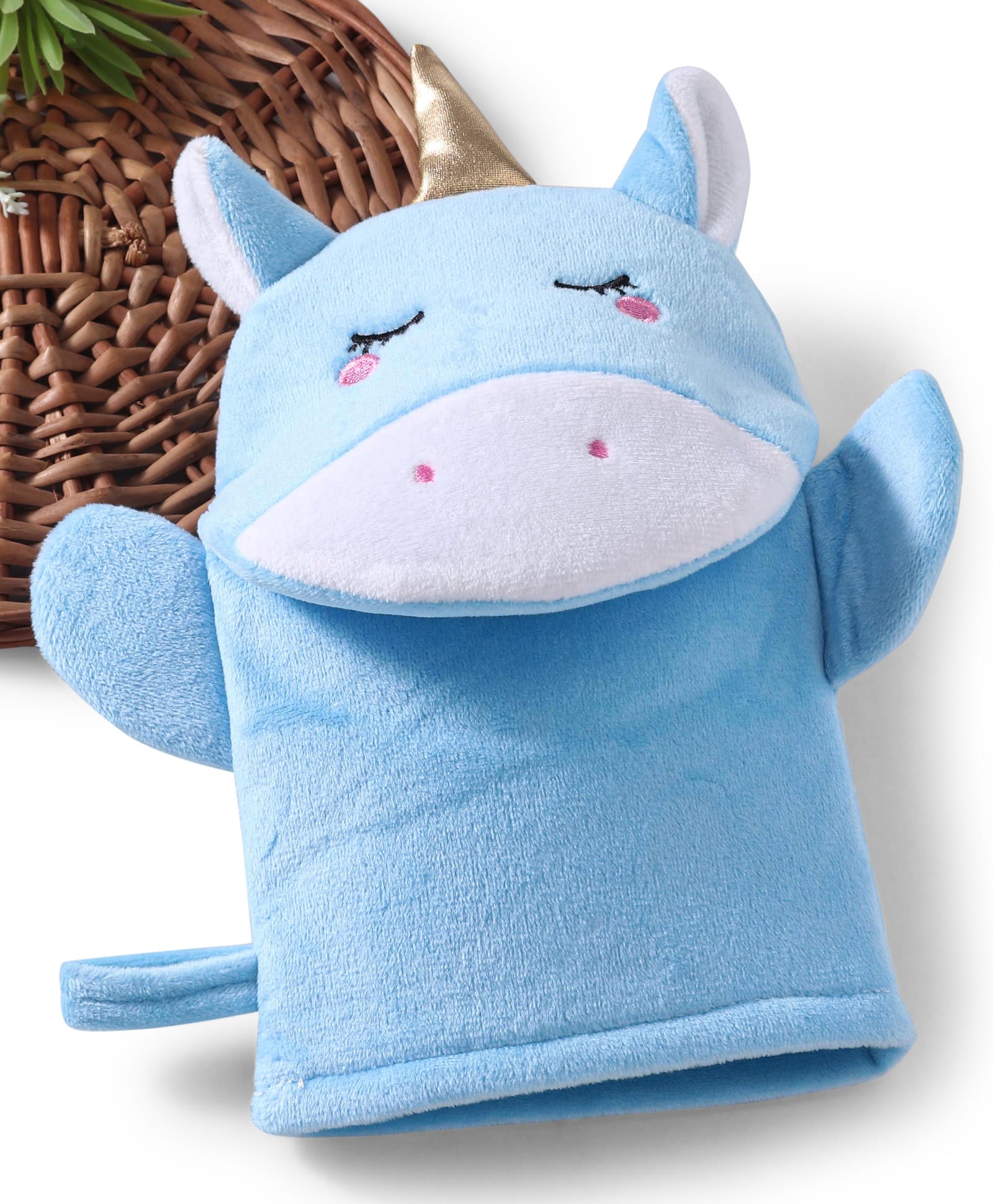 fab n funky Unicorn Shaped Baby Bath Glove - Blue-picture-20