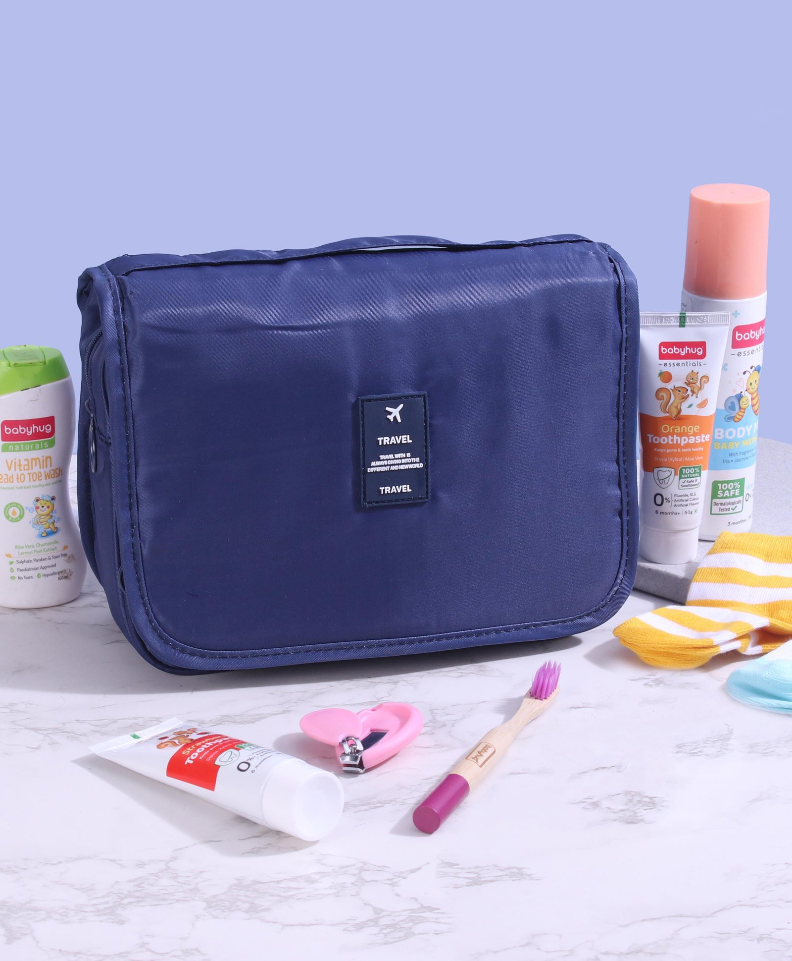 Multi Utility Organizer Pouch Cum Travel Kit with 6 Pockets - Navy Blue-image-14
