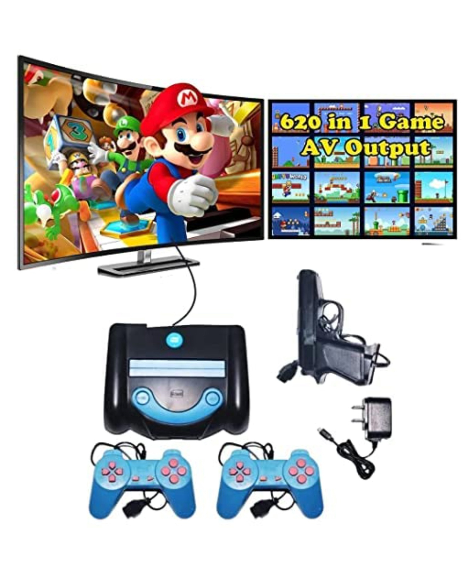 Zyamalox Ultimate Handheld Game Console & Tv Video Game Set for 2 Players: Play Classic Inbuilt Games Like Snow Bros, Super Mario, Contra, Double Dragon, and More (IR Gun Will Not Be Response to Led Tv)-image-28