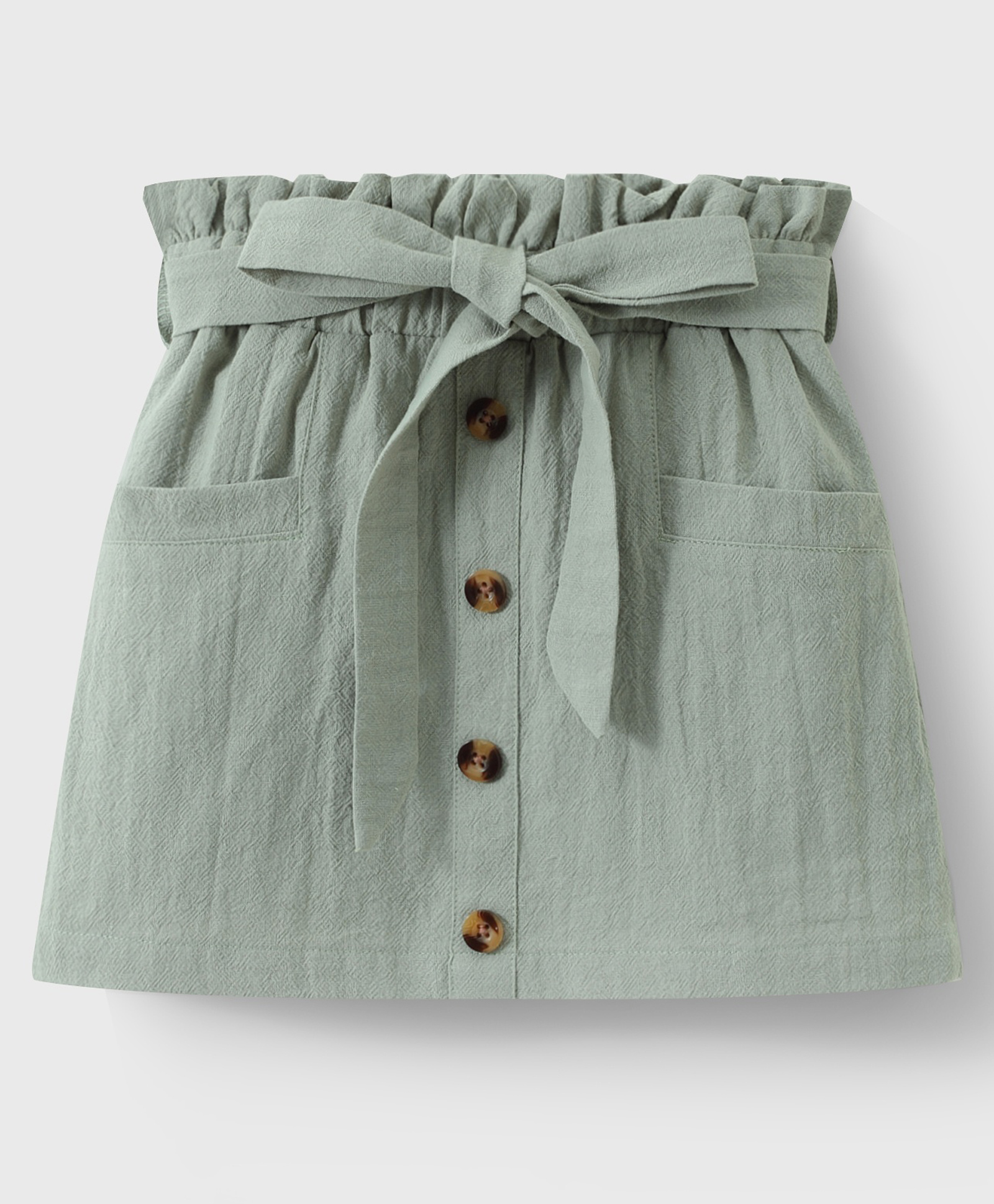 Mark & Mia Knee Length Solid ColourSkirt with Fabric Belt & Pockets- Light Green-picture-26