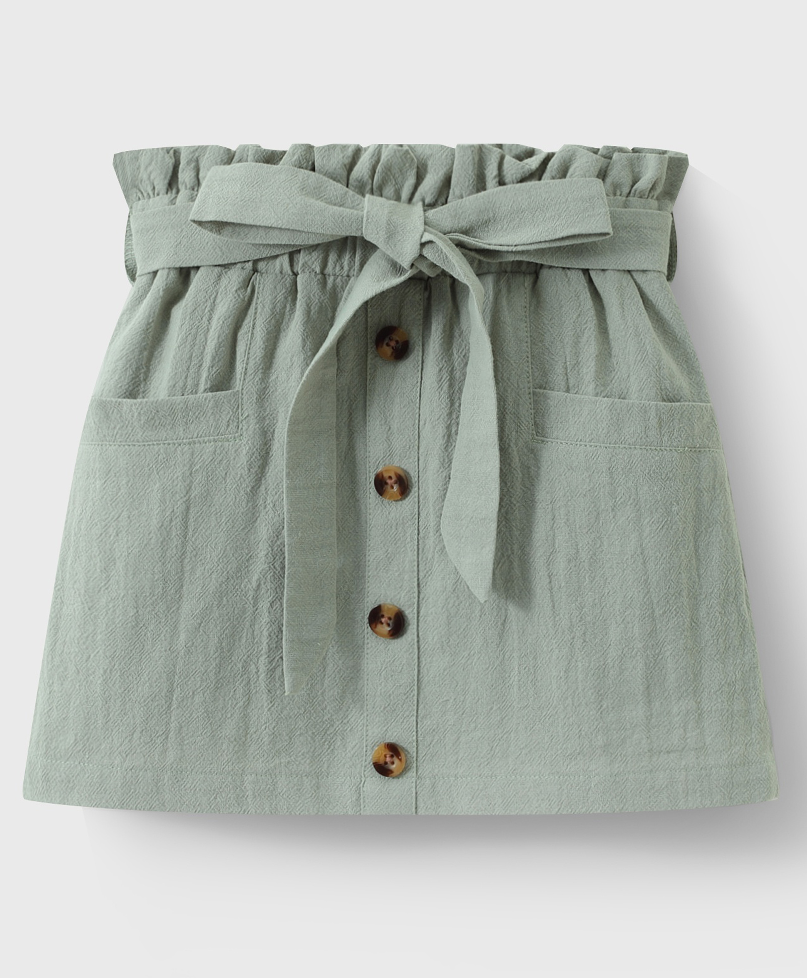 Mark & Mia Knee Length Solid ColourSkirt with Fabric Belt & Pockets- Light Green-picture-10