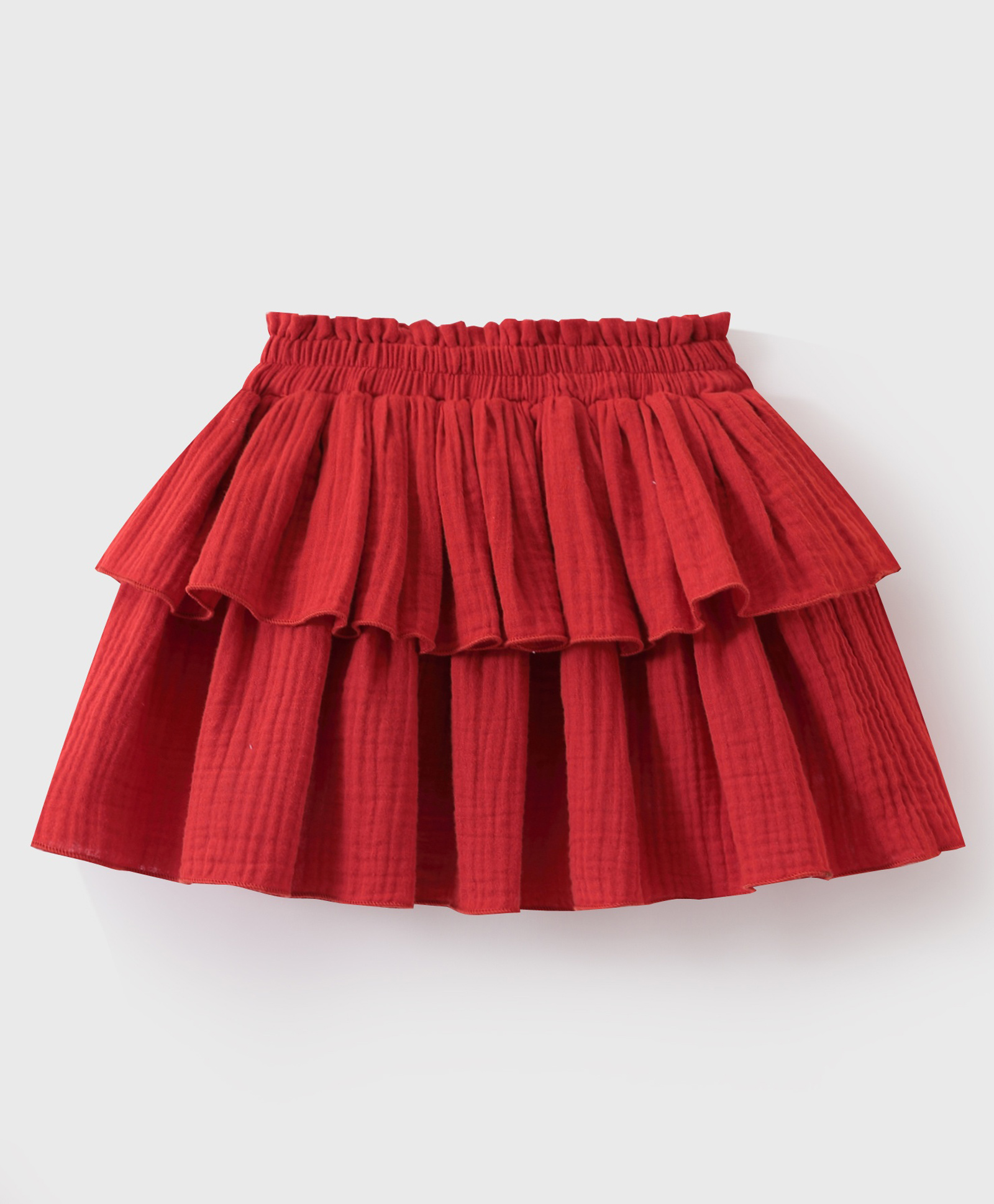 Mark & Mia Above Knee Length Solid Colour Layered Skirt - Red-picture-28