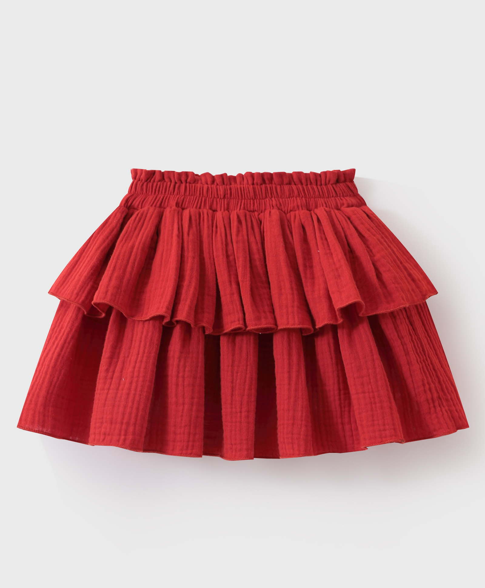 Mark & Mia Above Knee Length Solid Colour Layered Skirt - Red-picture-29
