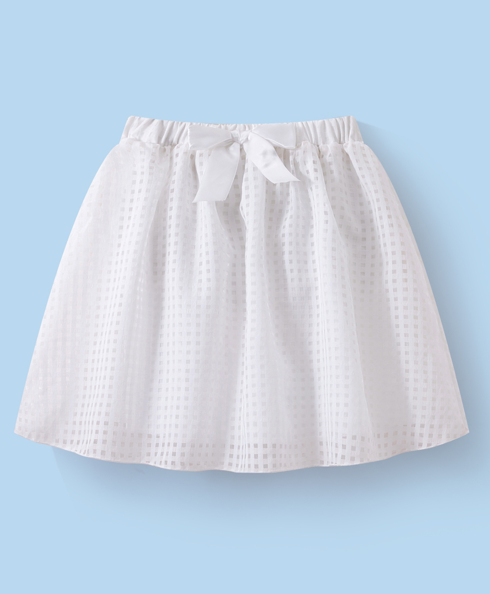 Mark & Mia Above Knee Length Skirt with Checks Print & Bow Detailing - White-picture-10