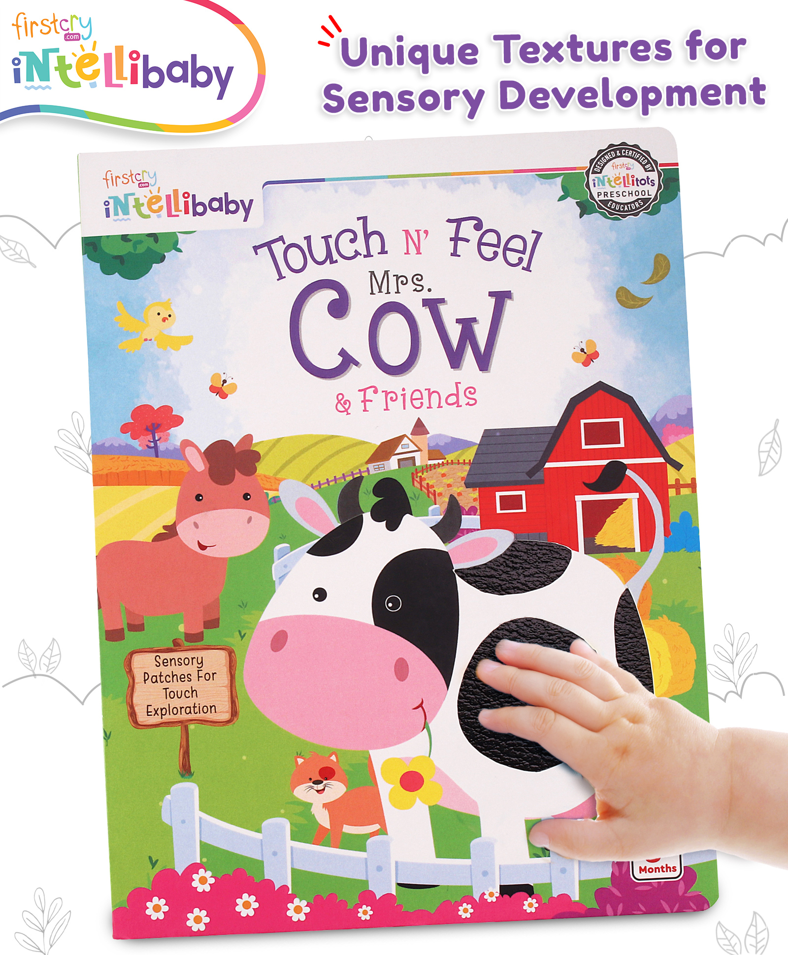 Intellibaby Touch N' Feel Mrs. Cow & Friends Story Board Book | Sensory Learning with Soft Textures & Vibrant Images | Discover Farm Life | Tactile Skill Development | BIS Certified | Ideal for Gifting | Educator Recommended - English-image-10
