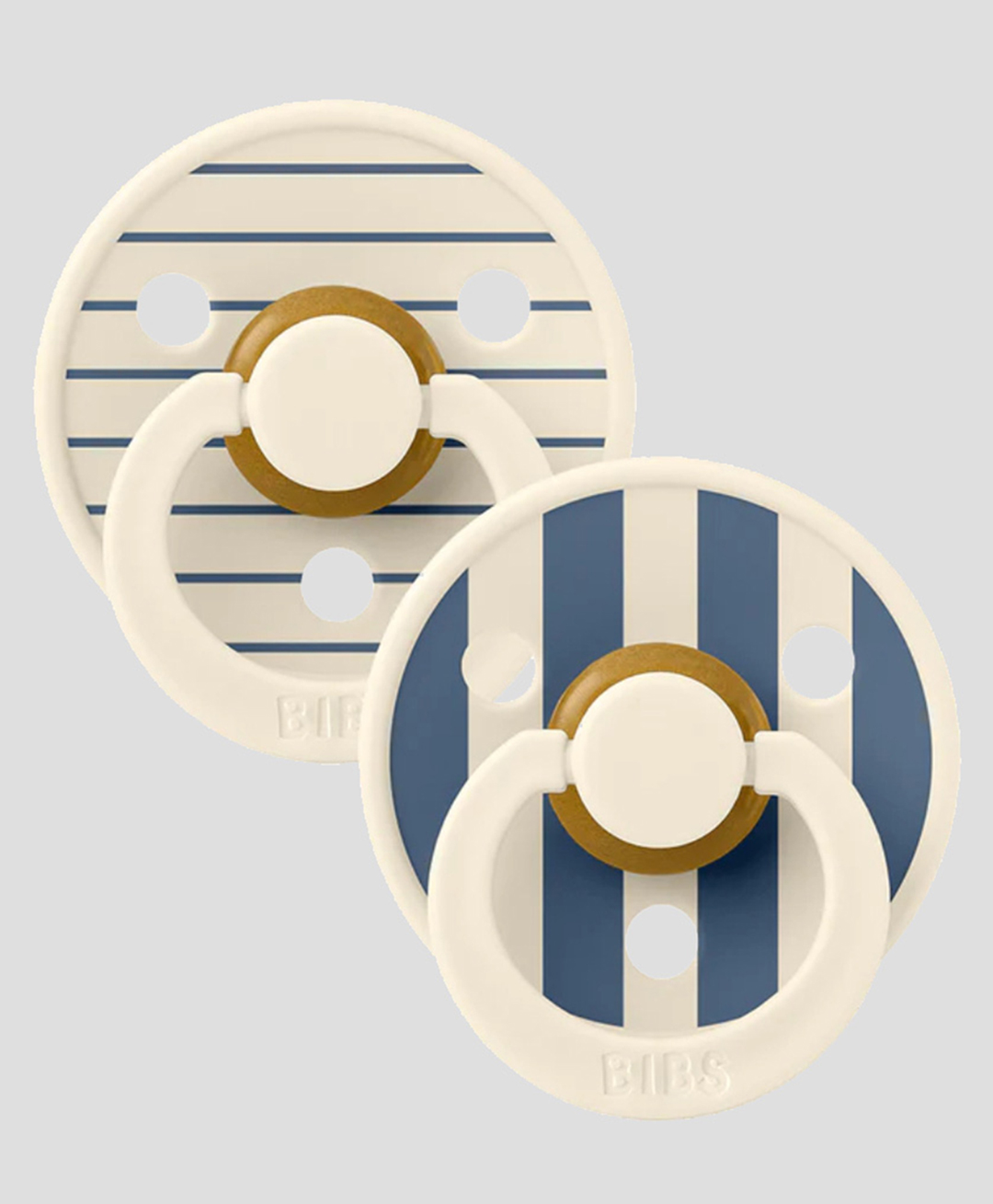 Bibs Studio Collection Latex Round Nipple Pacifier Size 1 Pack of 2 - Ivory Steel Blue Mix-picture-27