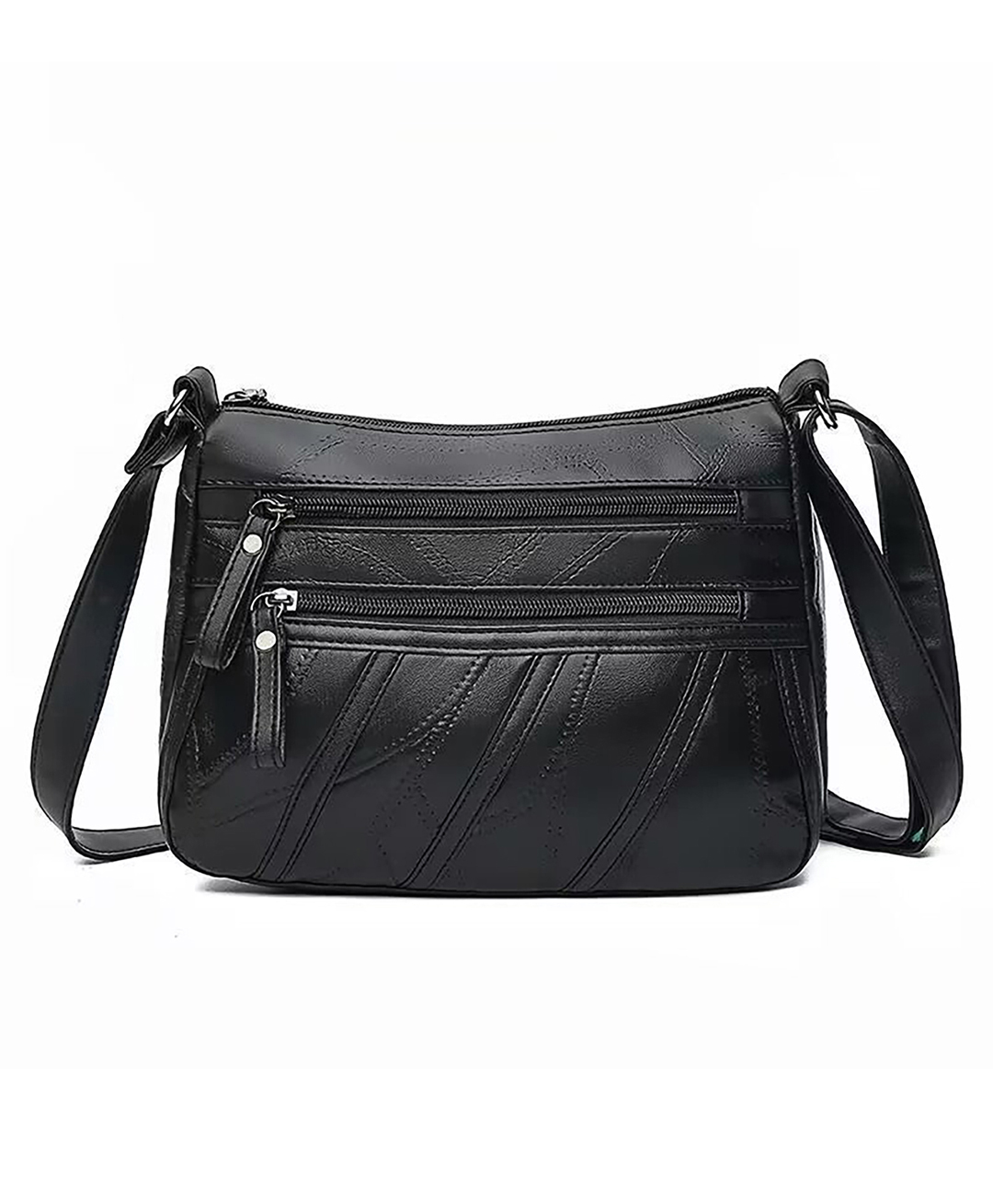 SYGA soft leather women's bag shoulder sling bag fashion casual(Black)-image-33