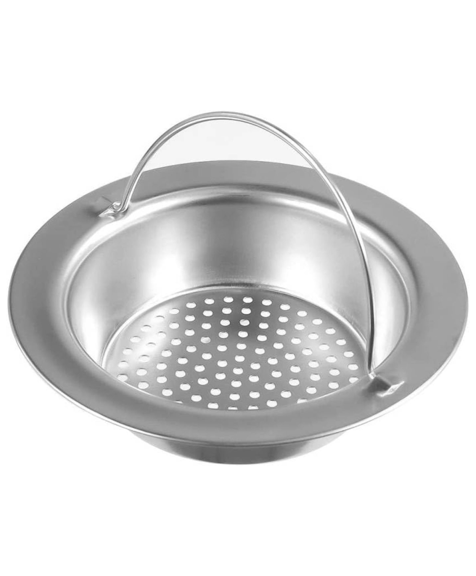 SYGA Stainless Steel Sink Strainer Basket with Handle 11cm/4.33inch Large Wide Rim Anti Clogging Mesh Drain Filter Vegetable Hair Catcher Drain Cover for Most Bathroom Kitchen Home Sinks Drain-Silver-image-3