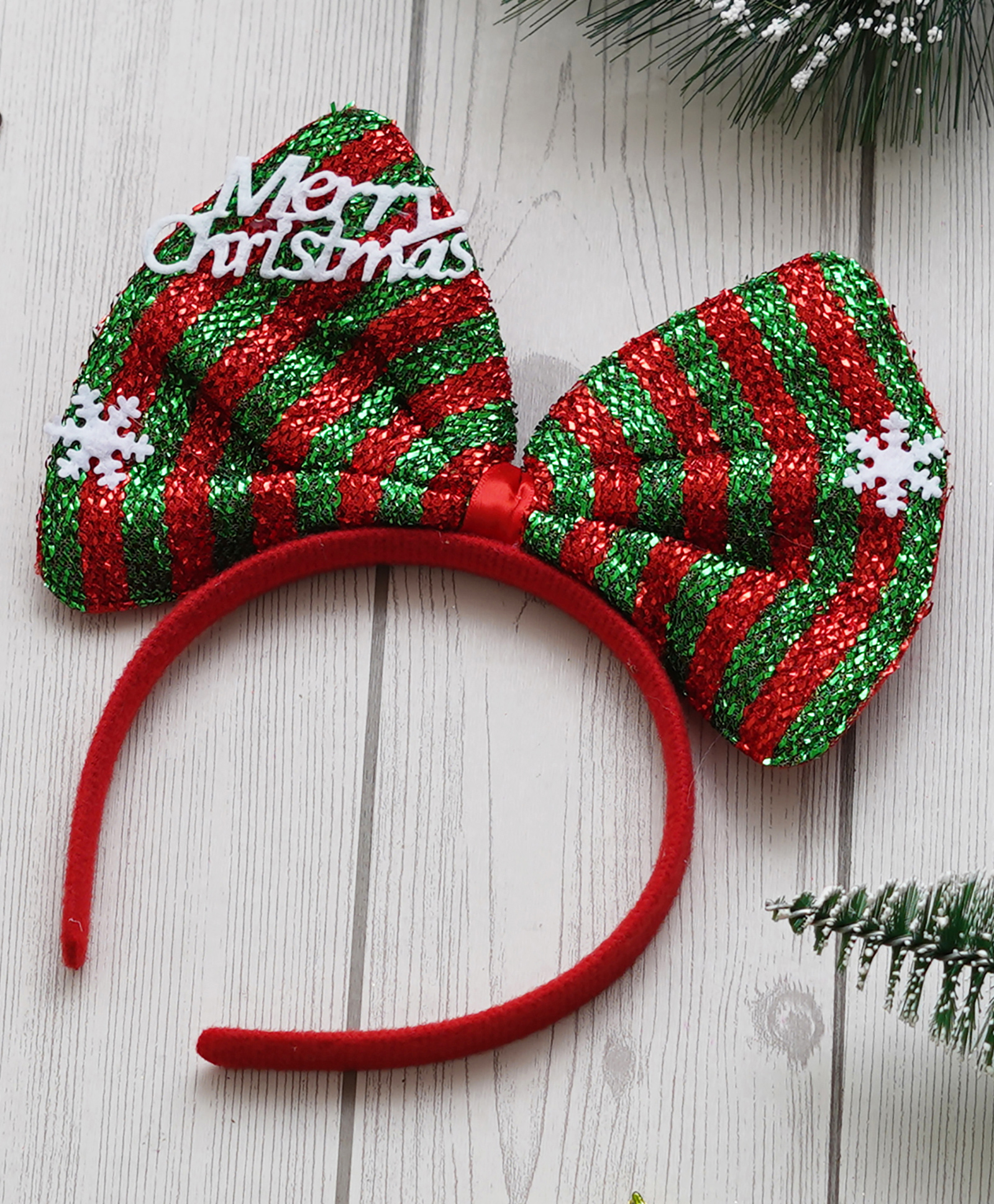 eCraftIndia Merry Christmas Themed Bow Headband With Snowflake Design-image-19