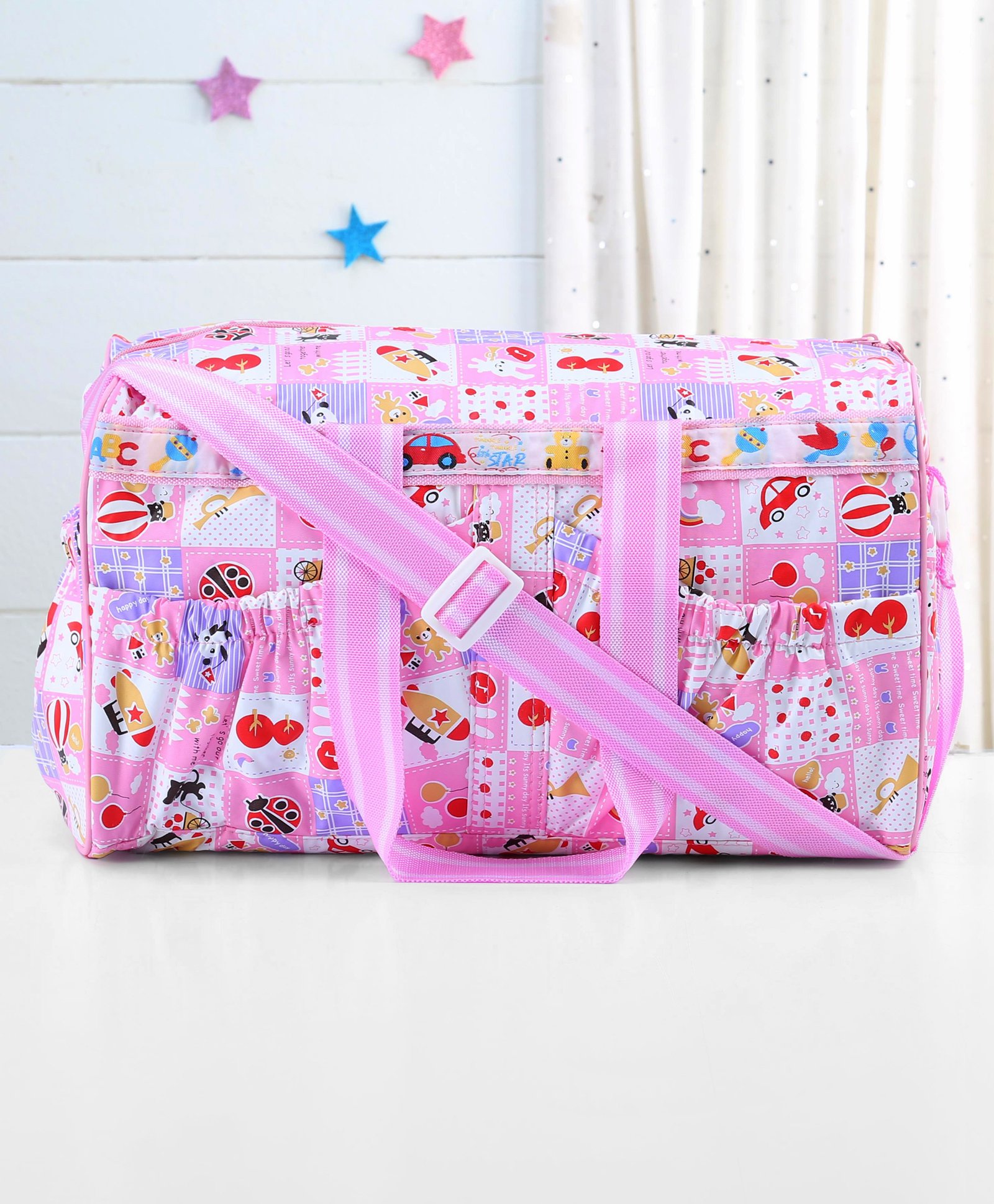 fab n funky Multipurpose Diaper Bag Sunny Day Print- Pink-picture-32