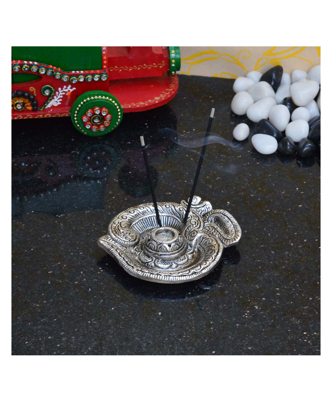 eCraftIndia Silver Metal Om Symbol Incense Stick Holder, Agarbatti Stand-image-27