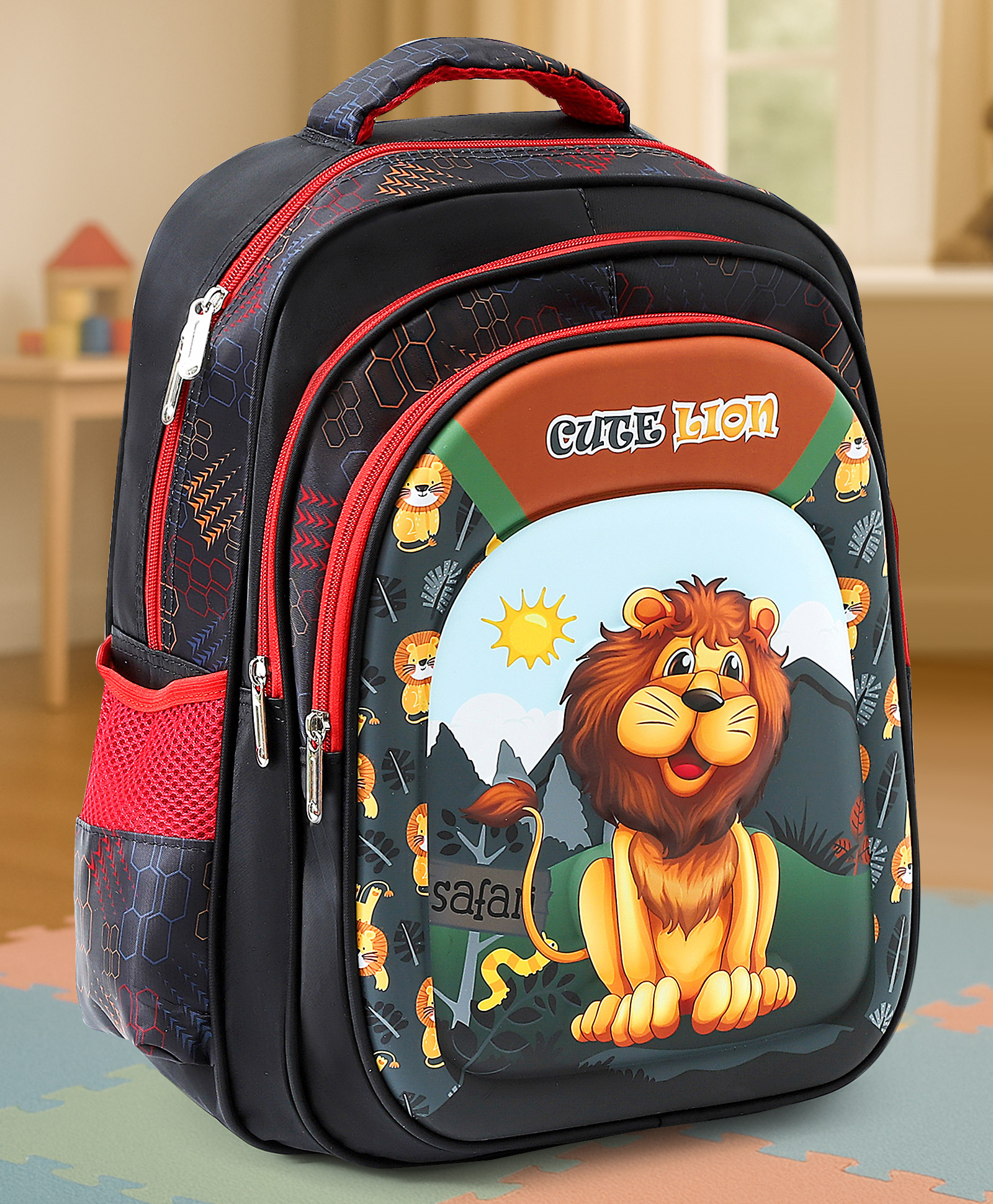 Lion Printed School Backpack Black - 16 Inches-image-27