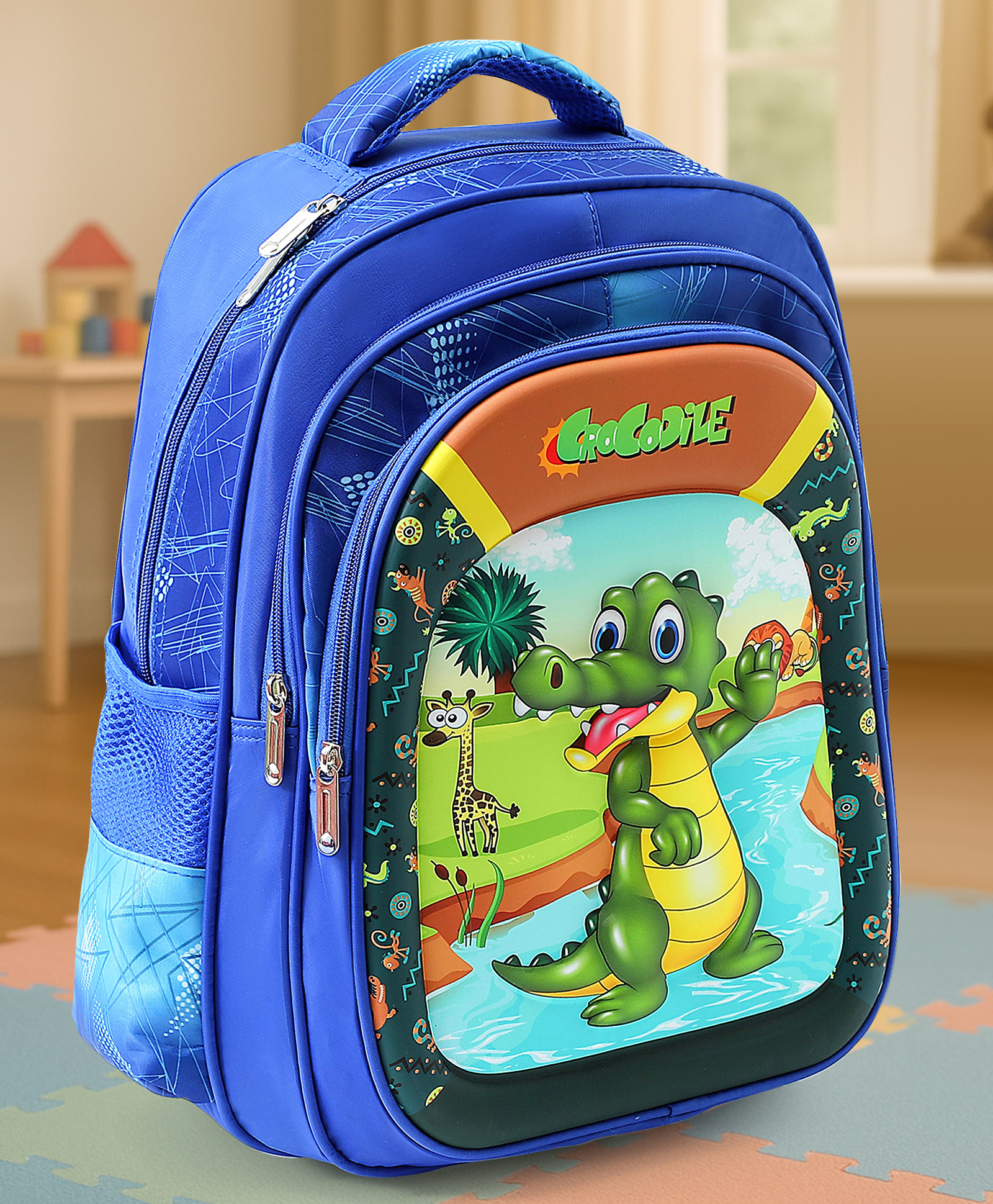 Crocodile Printed School Back Pack Blue - 16 Inches-image-39