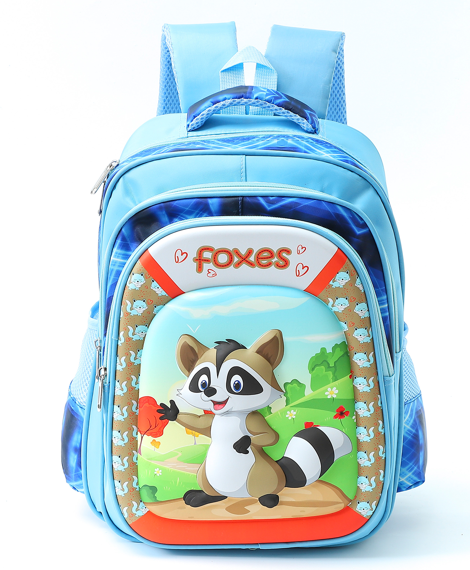 ZOE Foxes Print School Backpack Light Blue- 16 Inches-image-20