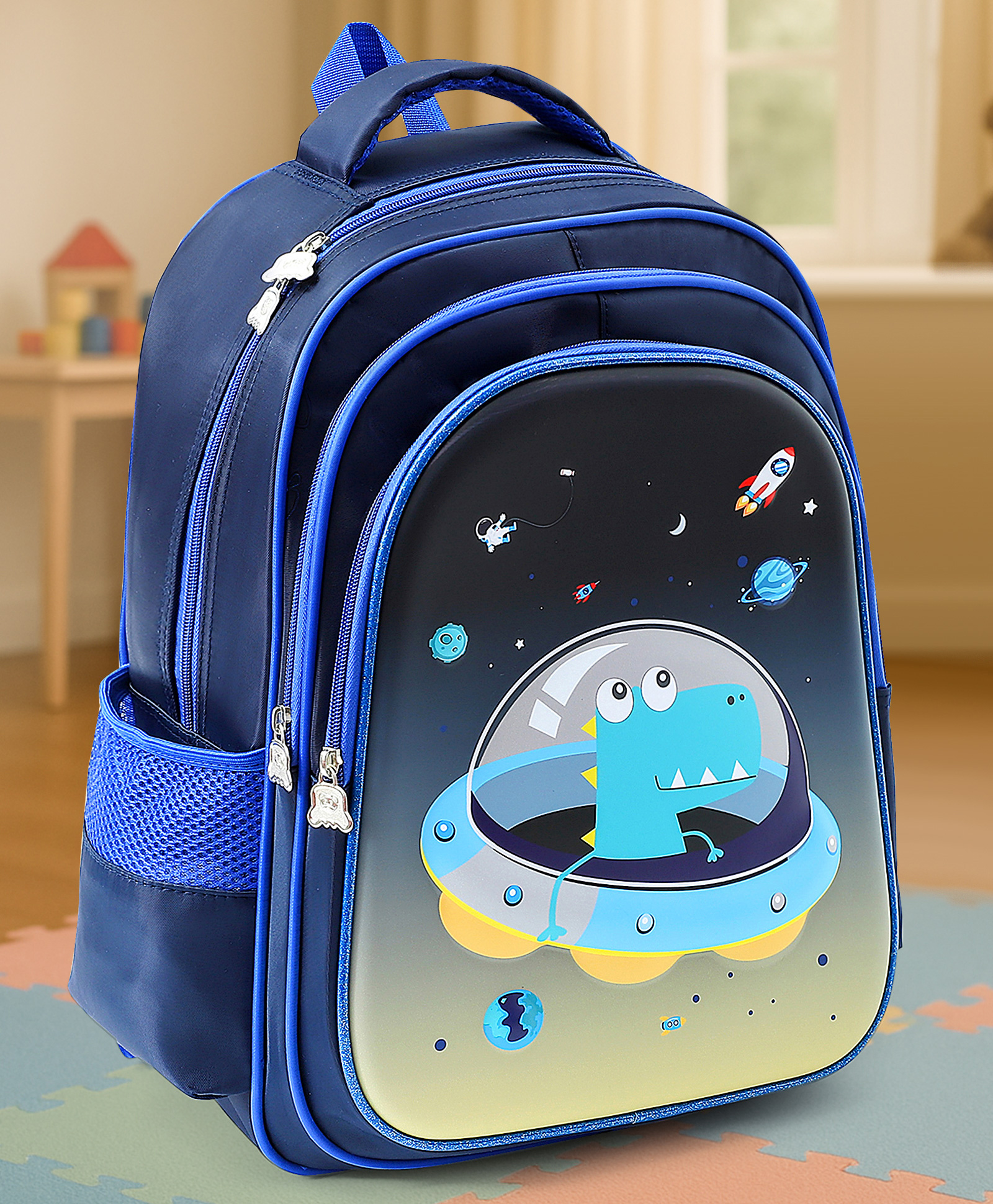 Space Printed School Backpack Blue - 16 Inches-image-18