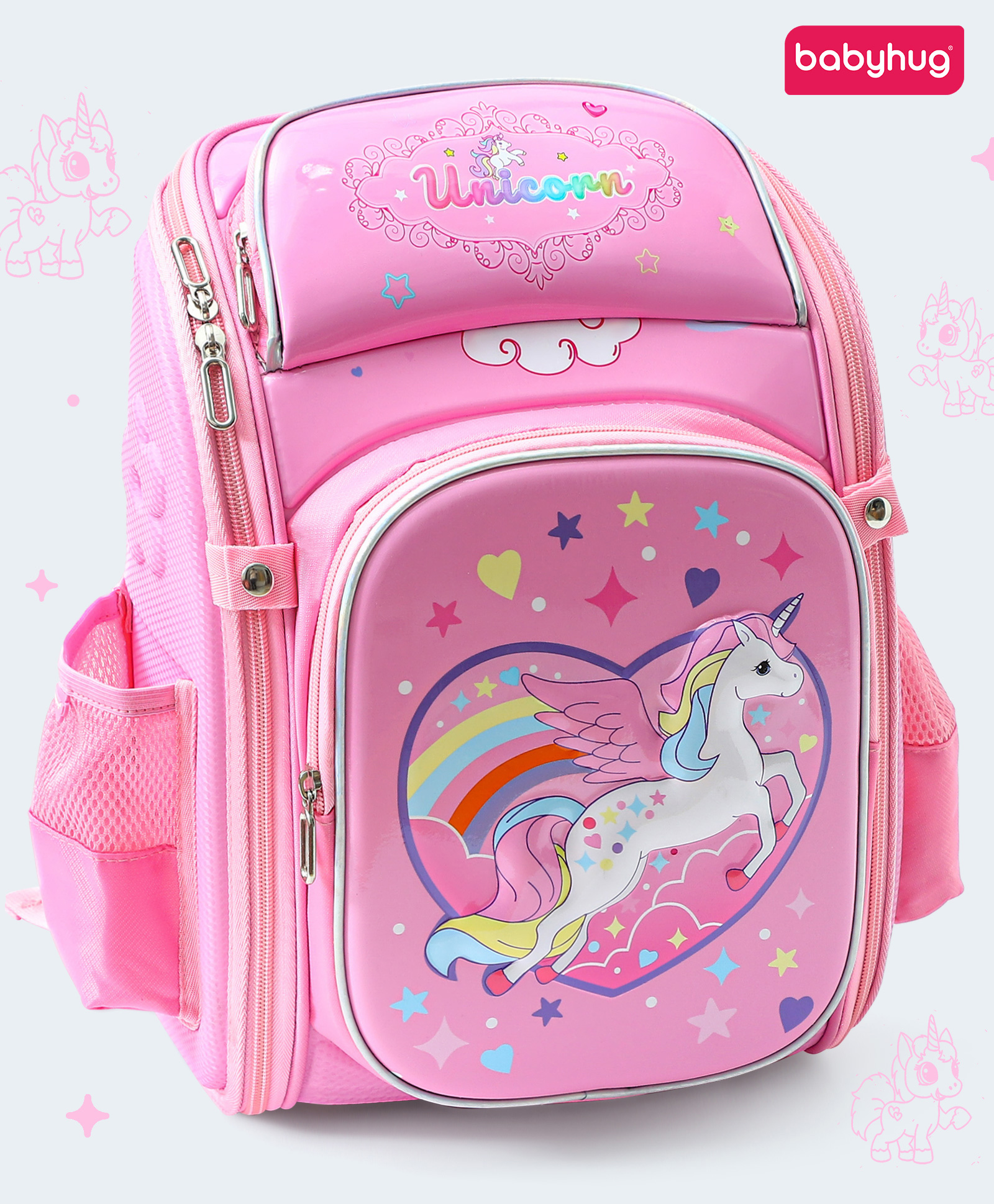 Babyhug Backpack With Unicorn Print Pink - Height 14.5 Inches-image-13