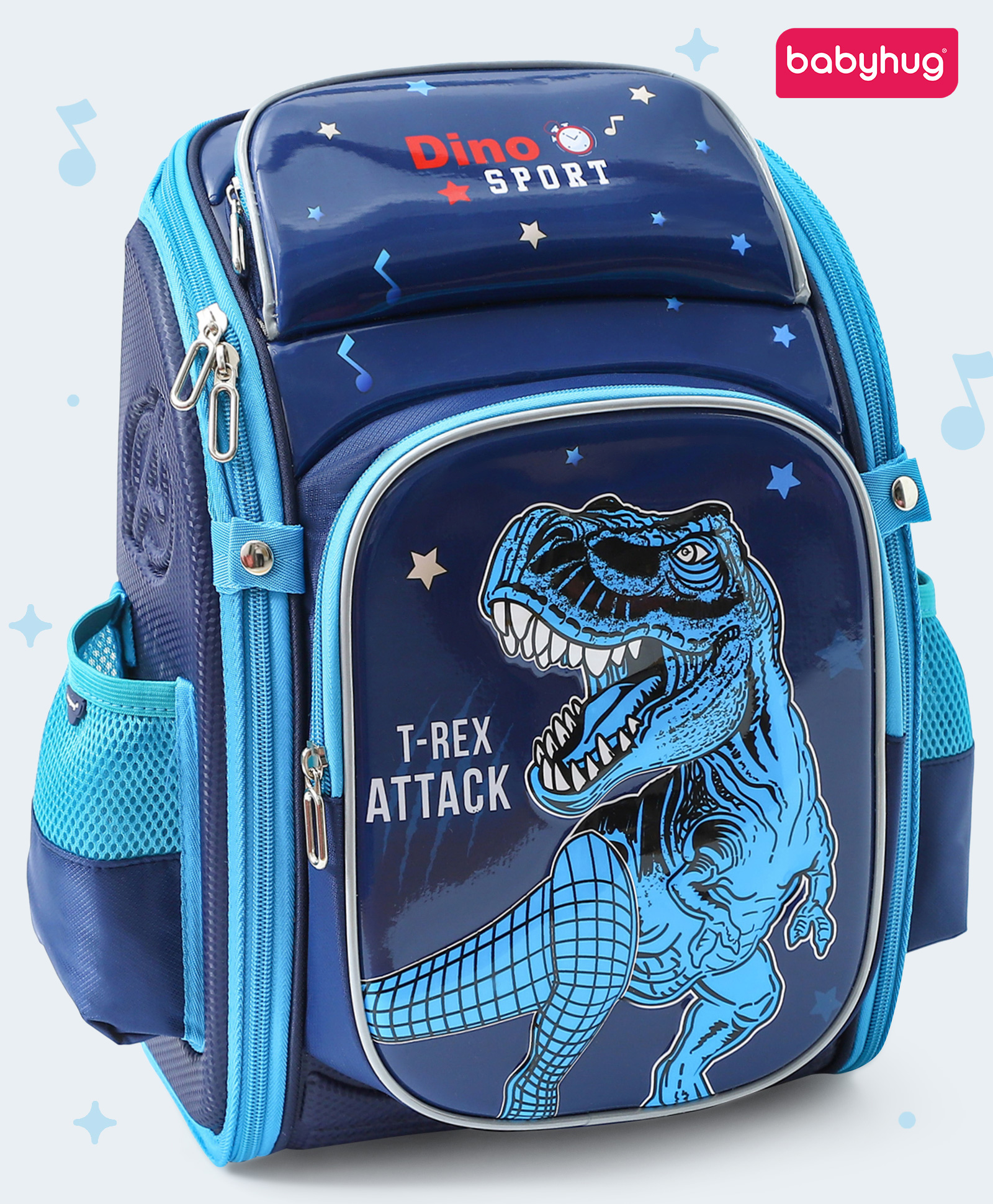 Babyhug Backpack With Dino Print Blue - Height 14.5 Inches-image-10