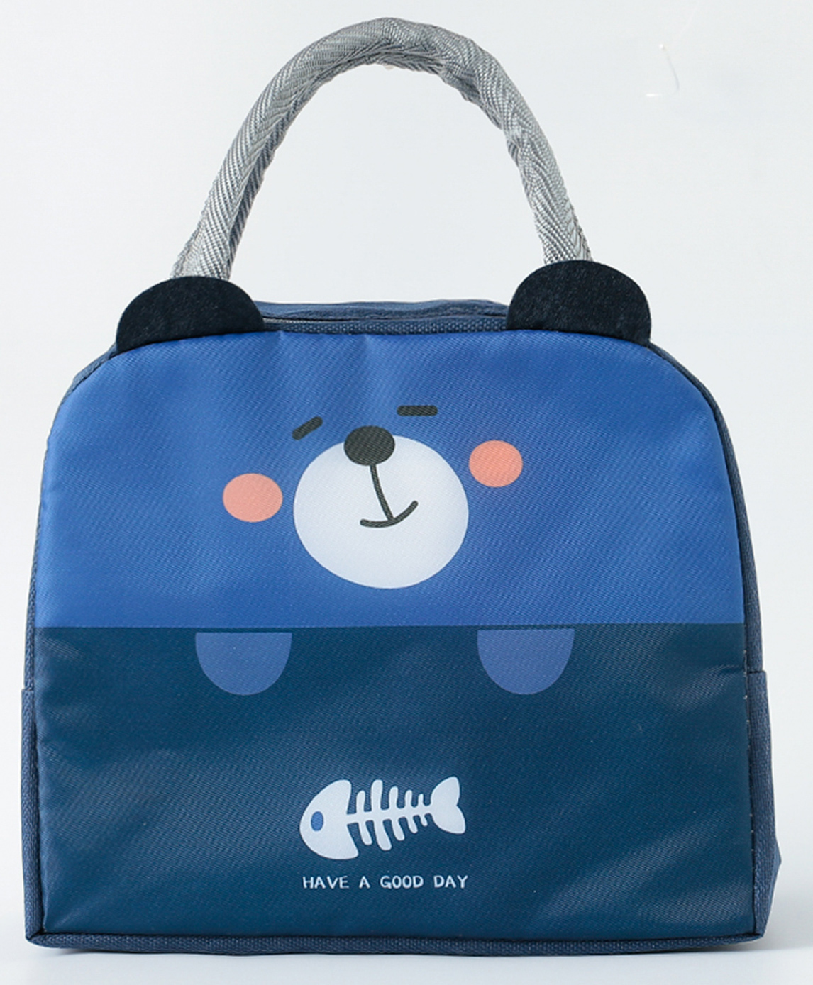 ZOE Lunch Box Bag with Bear Print - Navy Blue-image-3