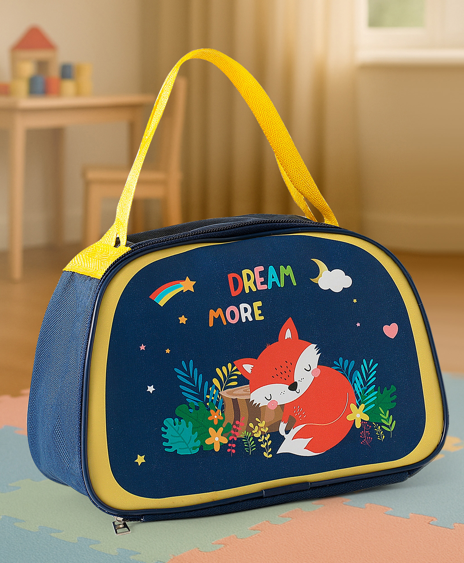 Lunch Box Bag With Fox Print - Navy Blue-image-42