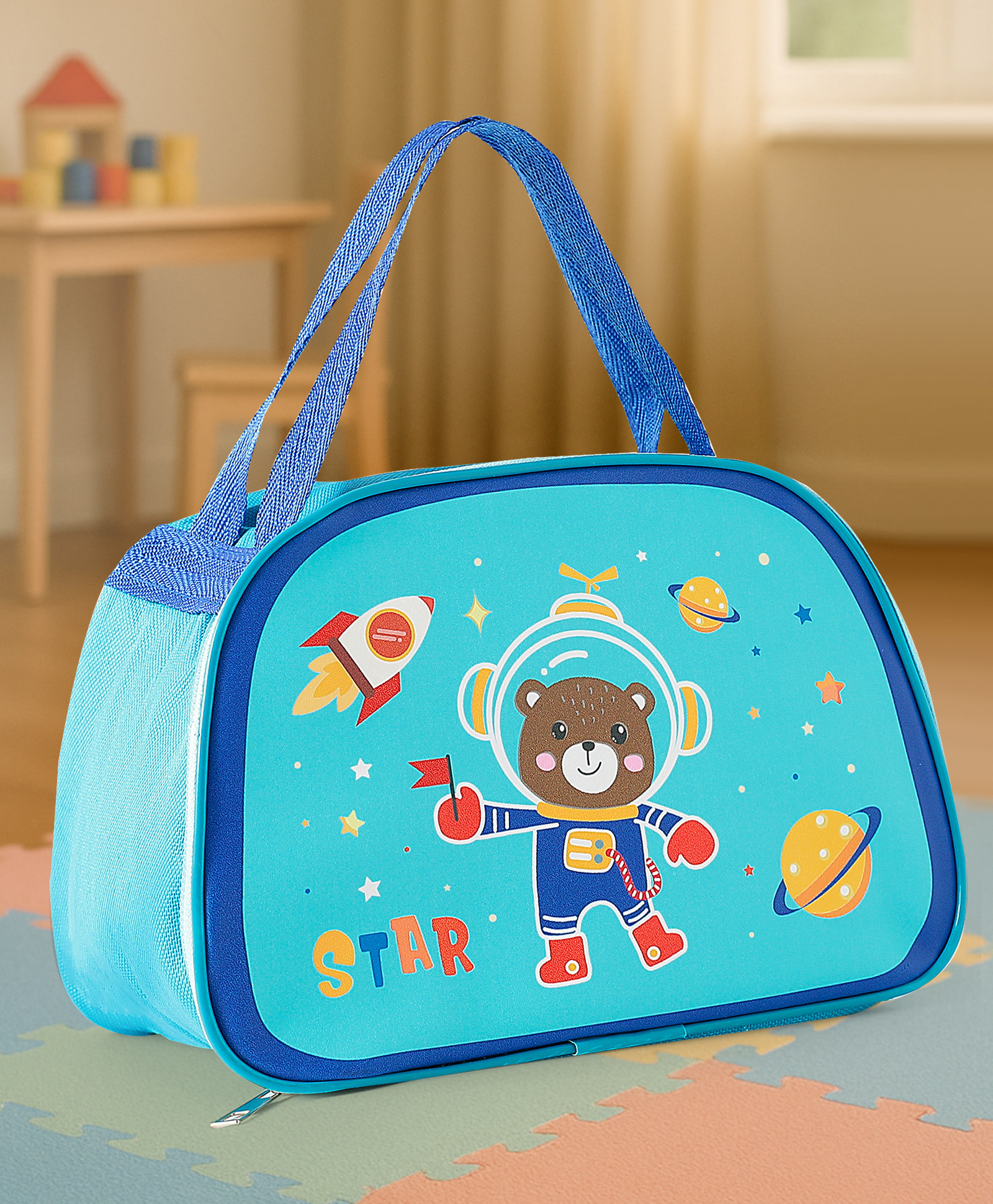 Lunch Box Bag With Bear Print - Light Blue-image-4