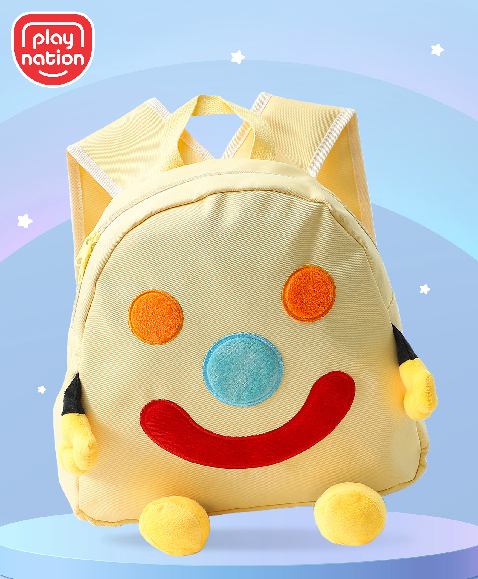 Play Nation Soft Plush Toy Bag with Smilie Print Yellow - Height 11 Inches-picture-22