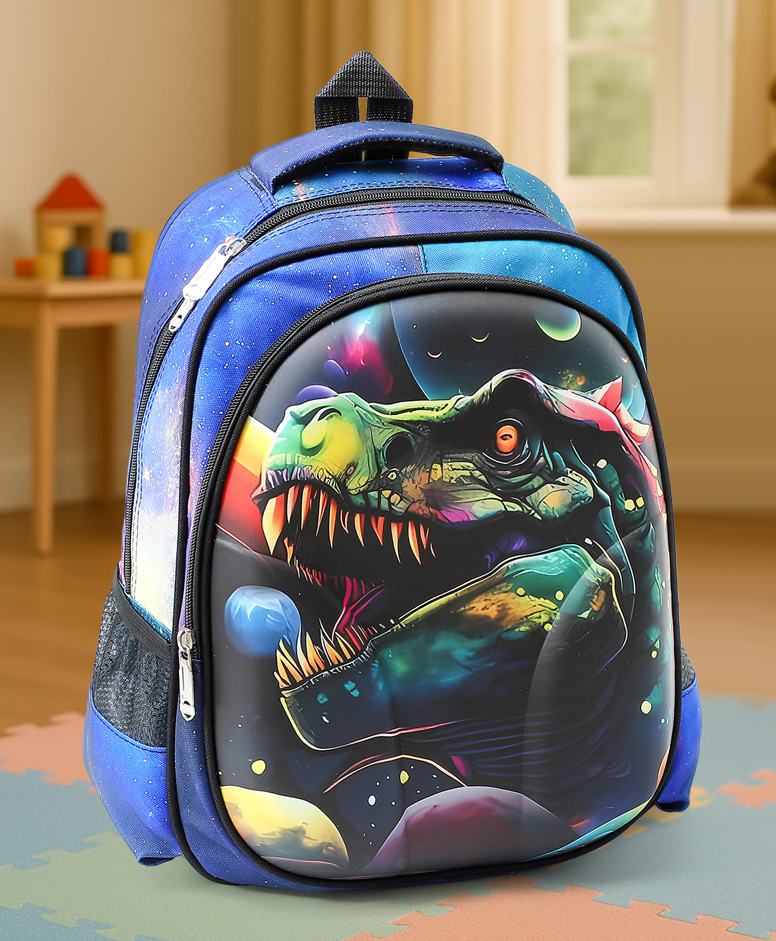 Dragon Theme School Backpack Navy Blue - Height 14 Inches-image-6