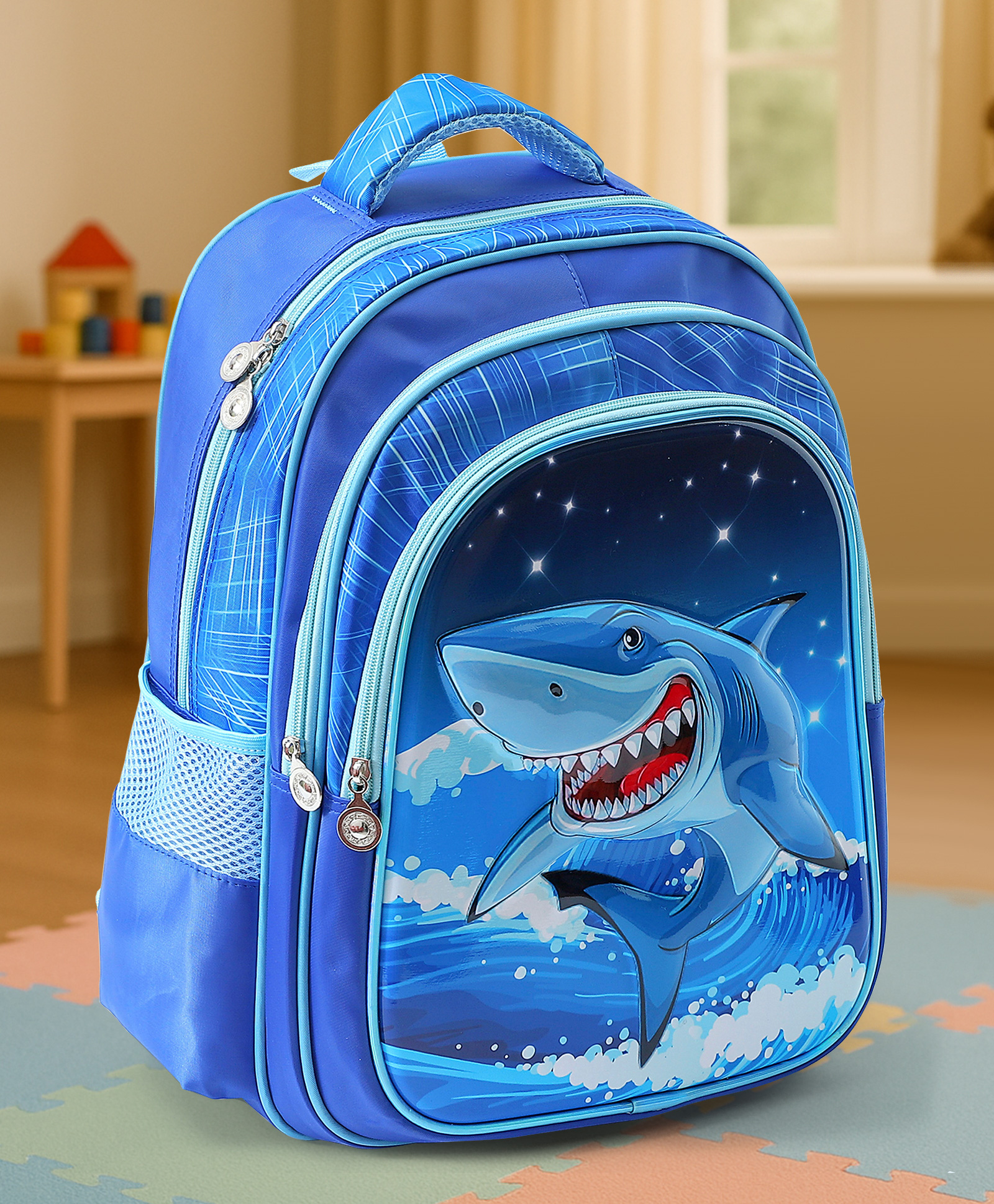 Whale Theme School Backpack Blue - Height 16 Inches-image-31