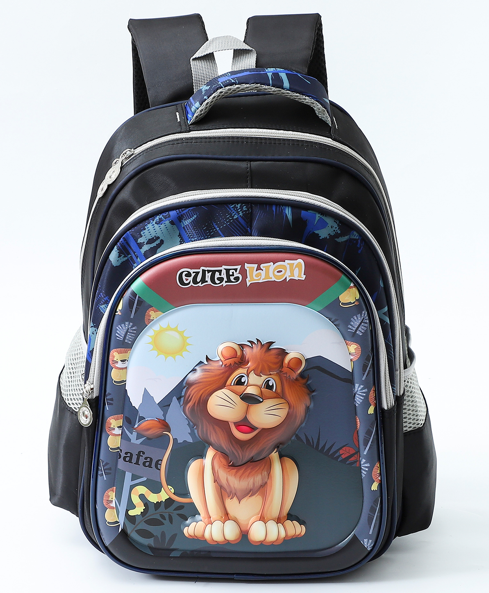 ZOE Lion Print School Backpack Navy Blue - Height 16 Inches-image-26