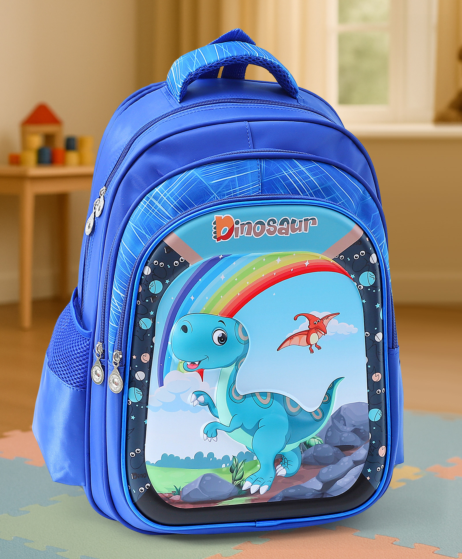 Dino Land Print Backpack Blue - Height - 16.5 Inches-image-6