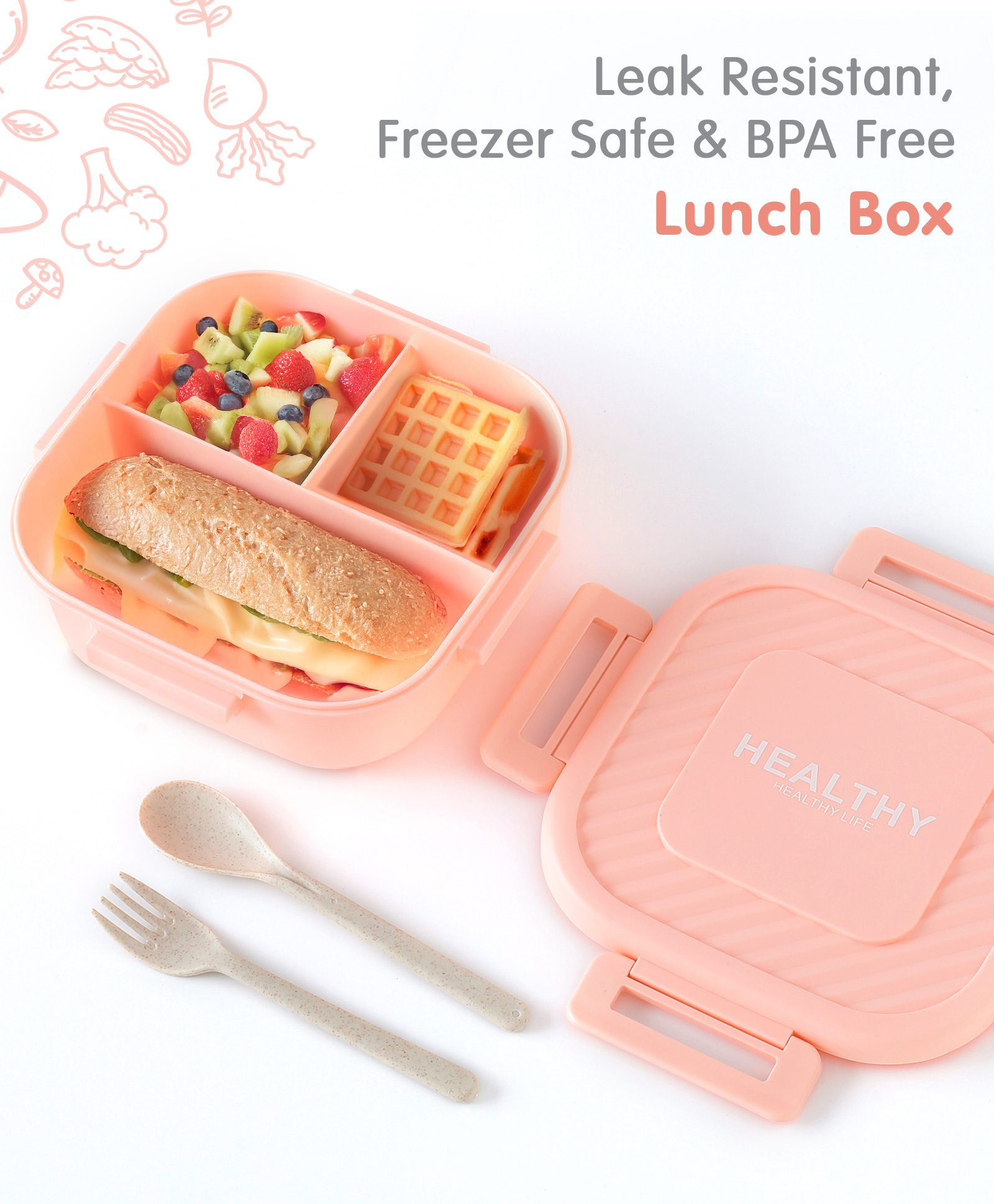 Cliplock & Leakproof Lunch Box - Pink-image-9