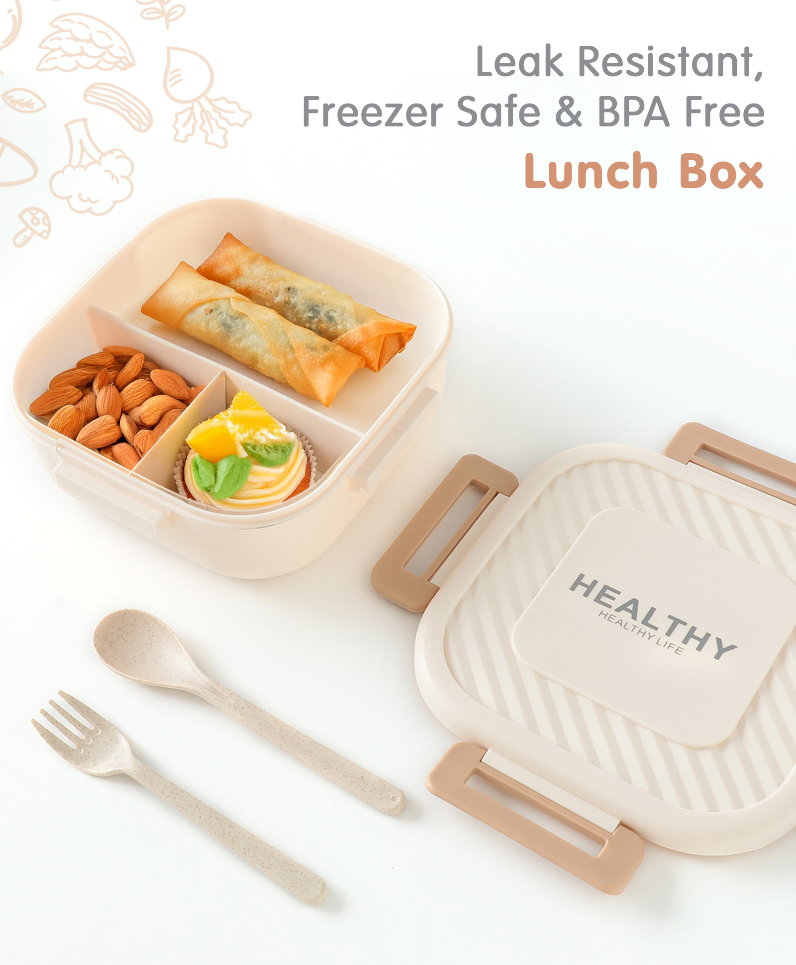 Cliplock & Leakproof Lunch Box - Cream-image-10