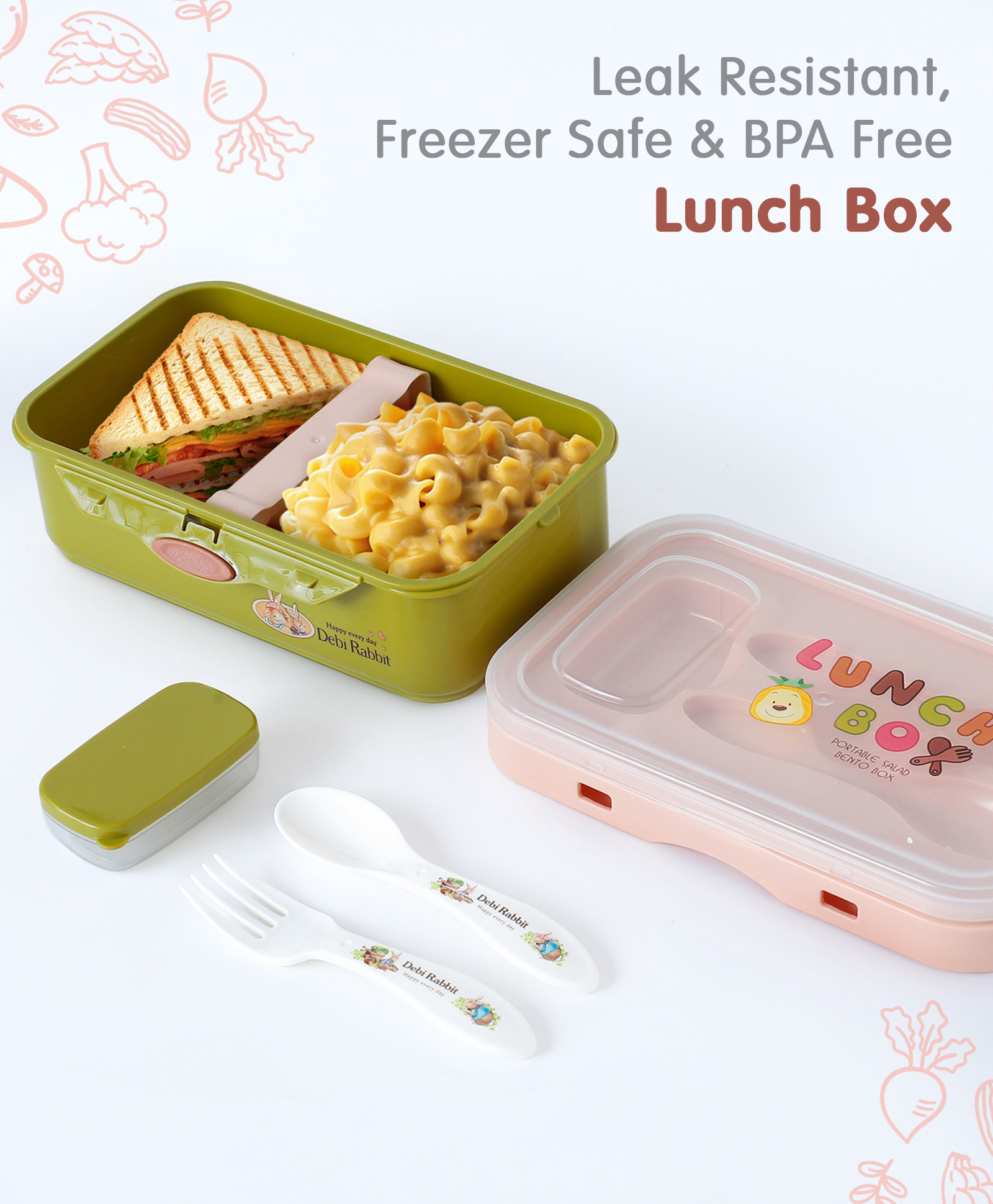 Leak-Proof & Freezer Safe Bento Lunch Box - Green-image-26