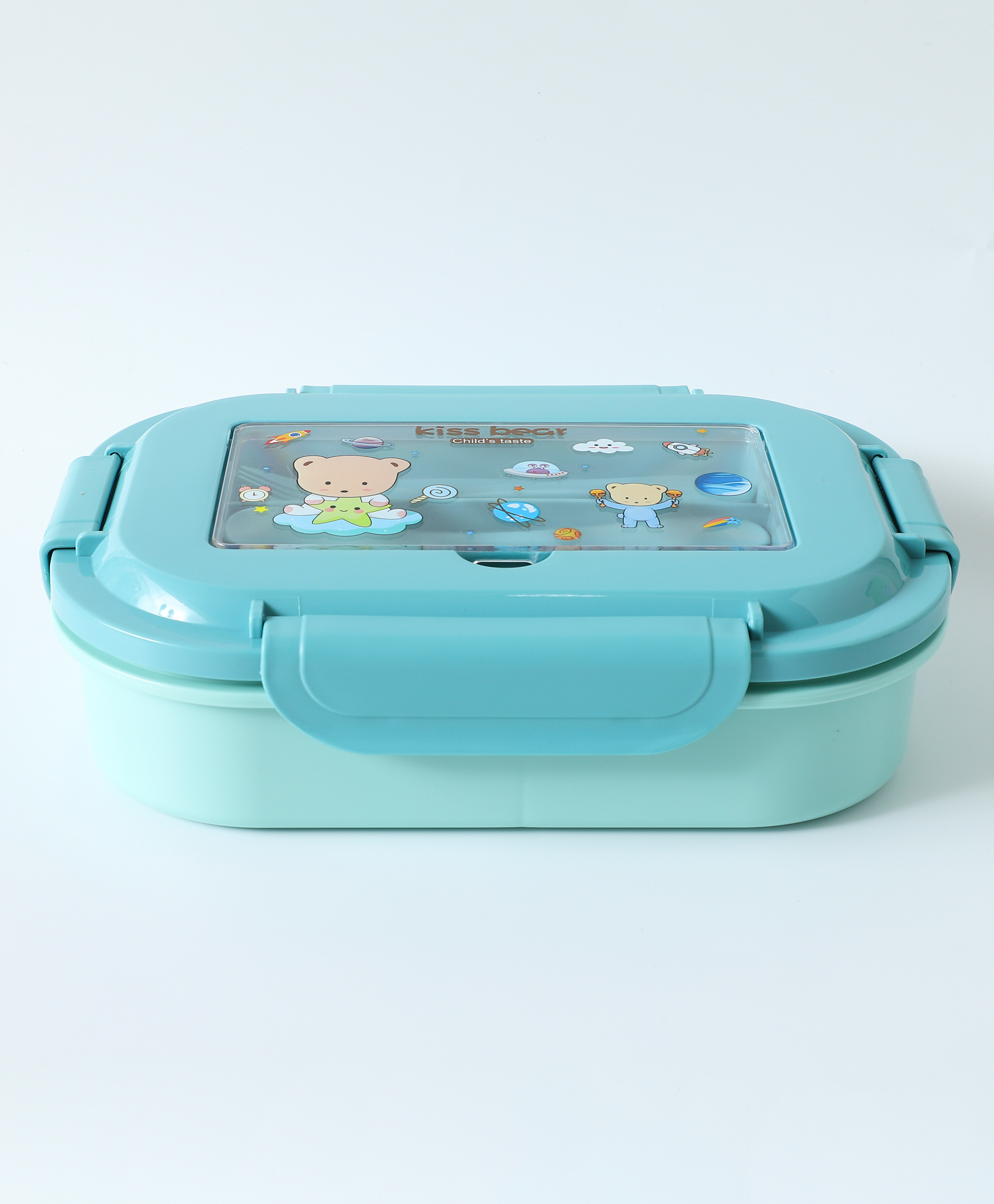 Leak Proof And Freezer Safe Bear Print Lunch Box - Blue-image-7