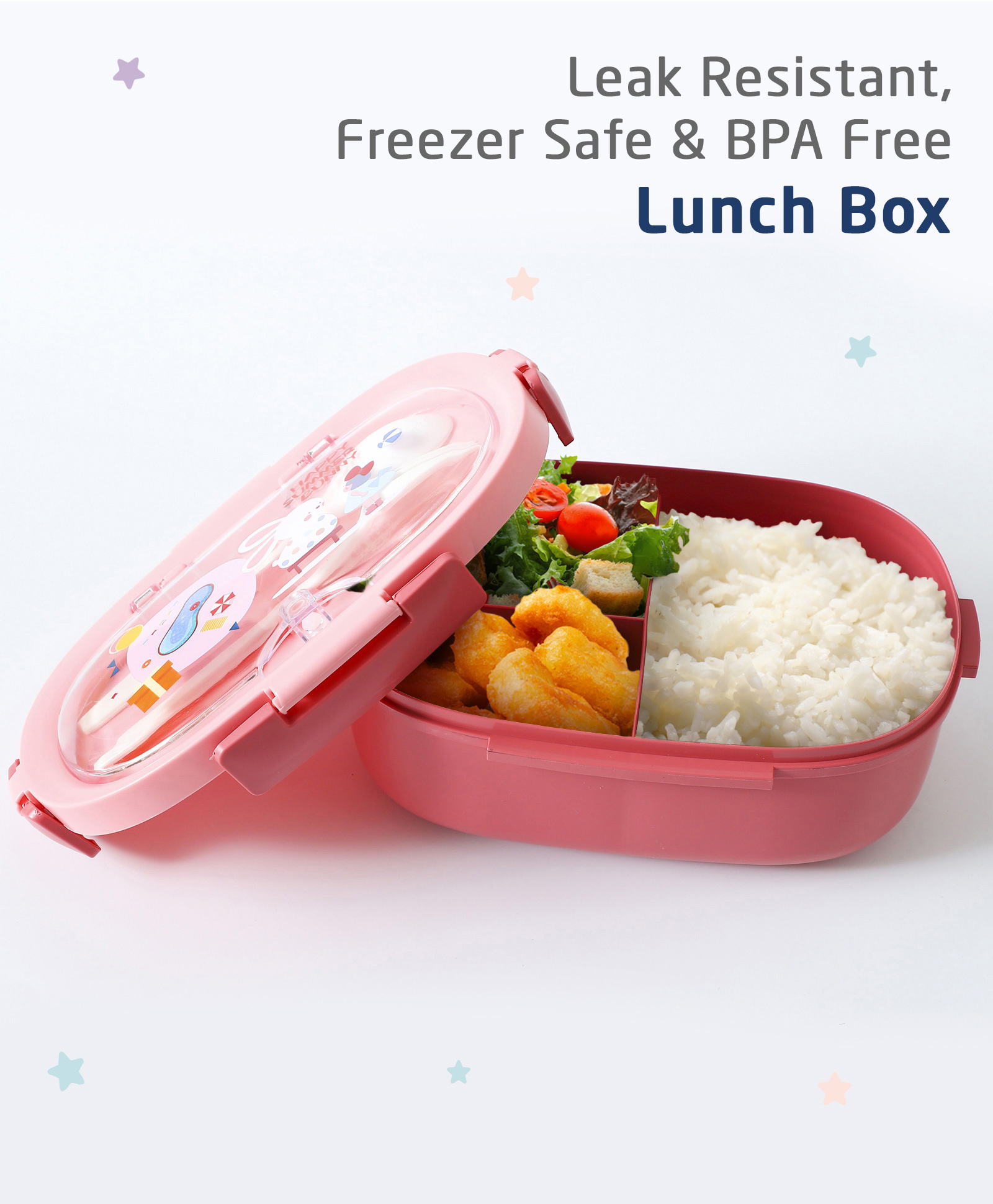 ZOE Leak-Proof & Freezer Safe Lunch Box with Bunny Print - Pink-picture-27