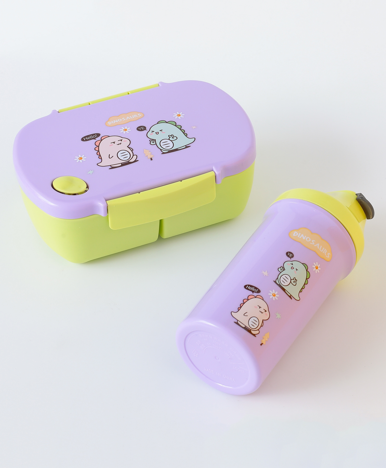 Leak-Proof & Freezer Safe Lunch Box with Water Bottle Dino Print - Purple-image-14