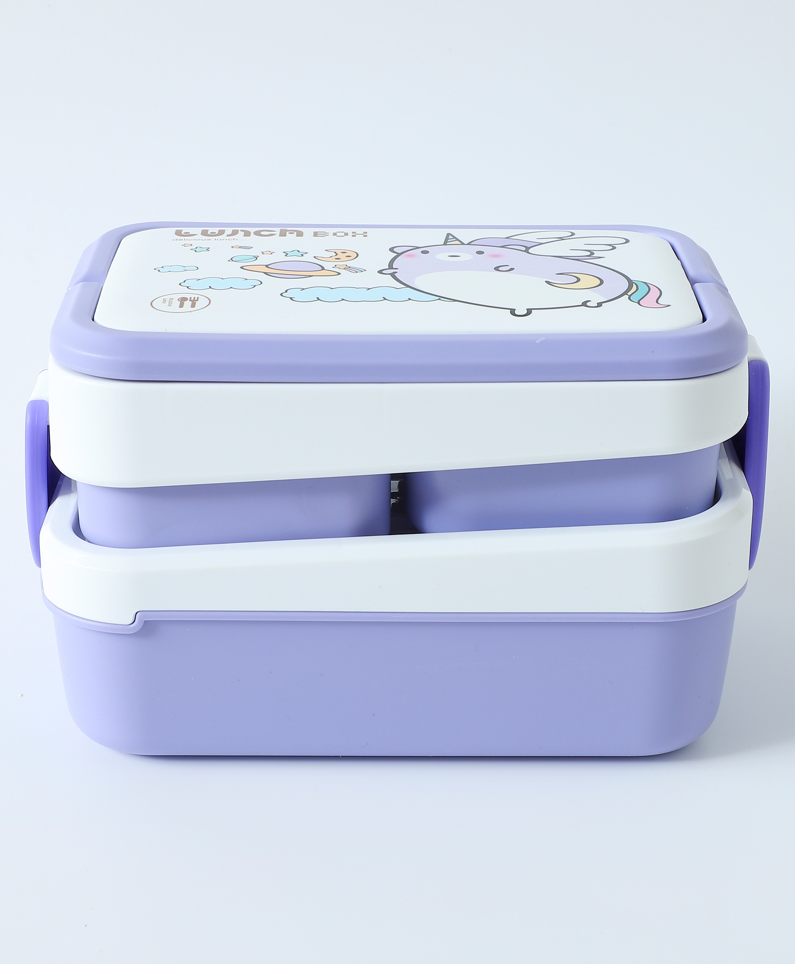 Leak Proof And Freezer Safe Space Theme Print Lunch Box - Purple-image-5