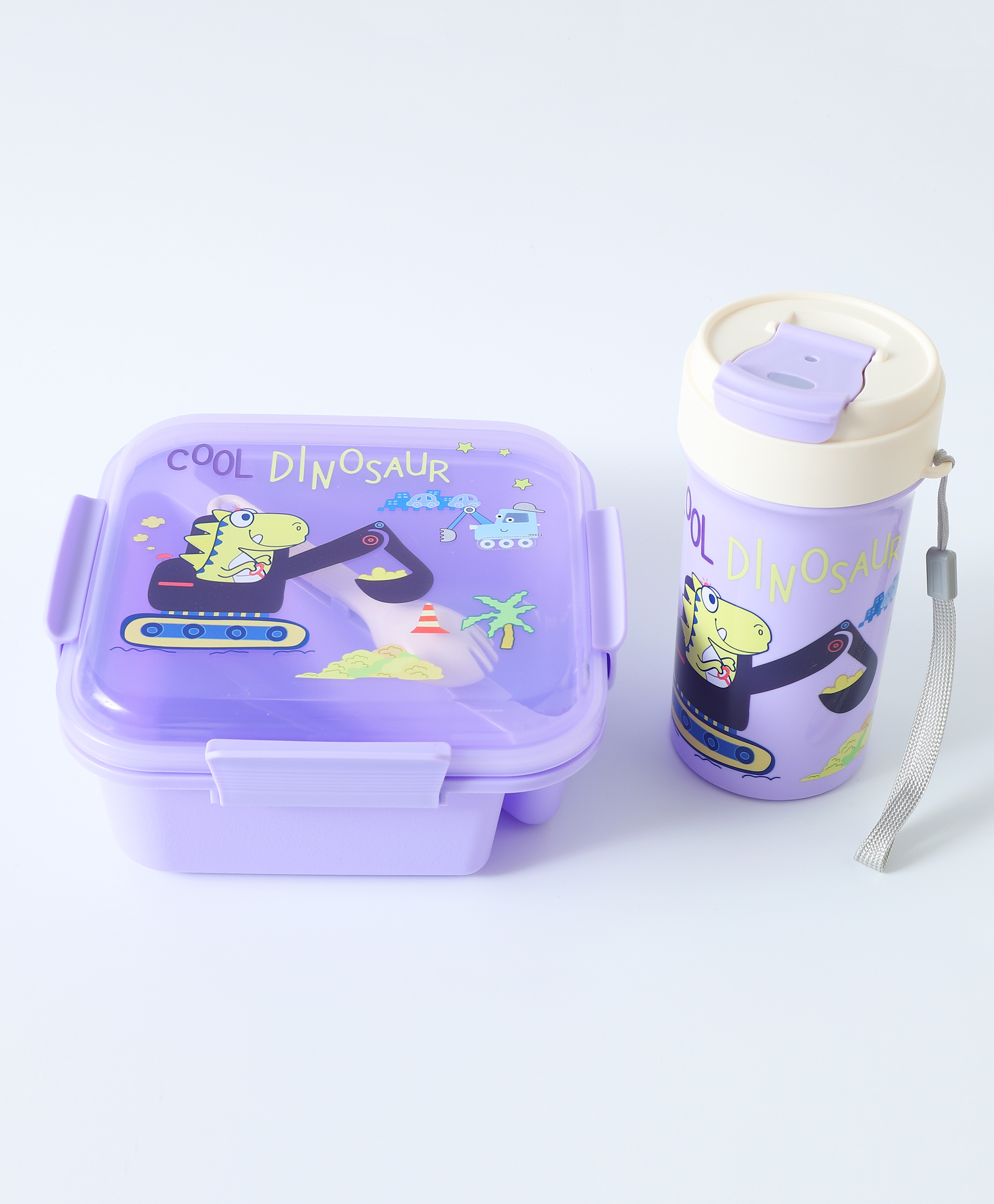 Dino Print Leak Proof & Freezer Safe Lunch Box Set - Purple-image-10
