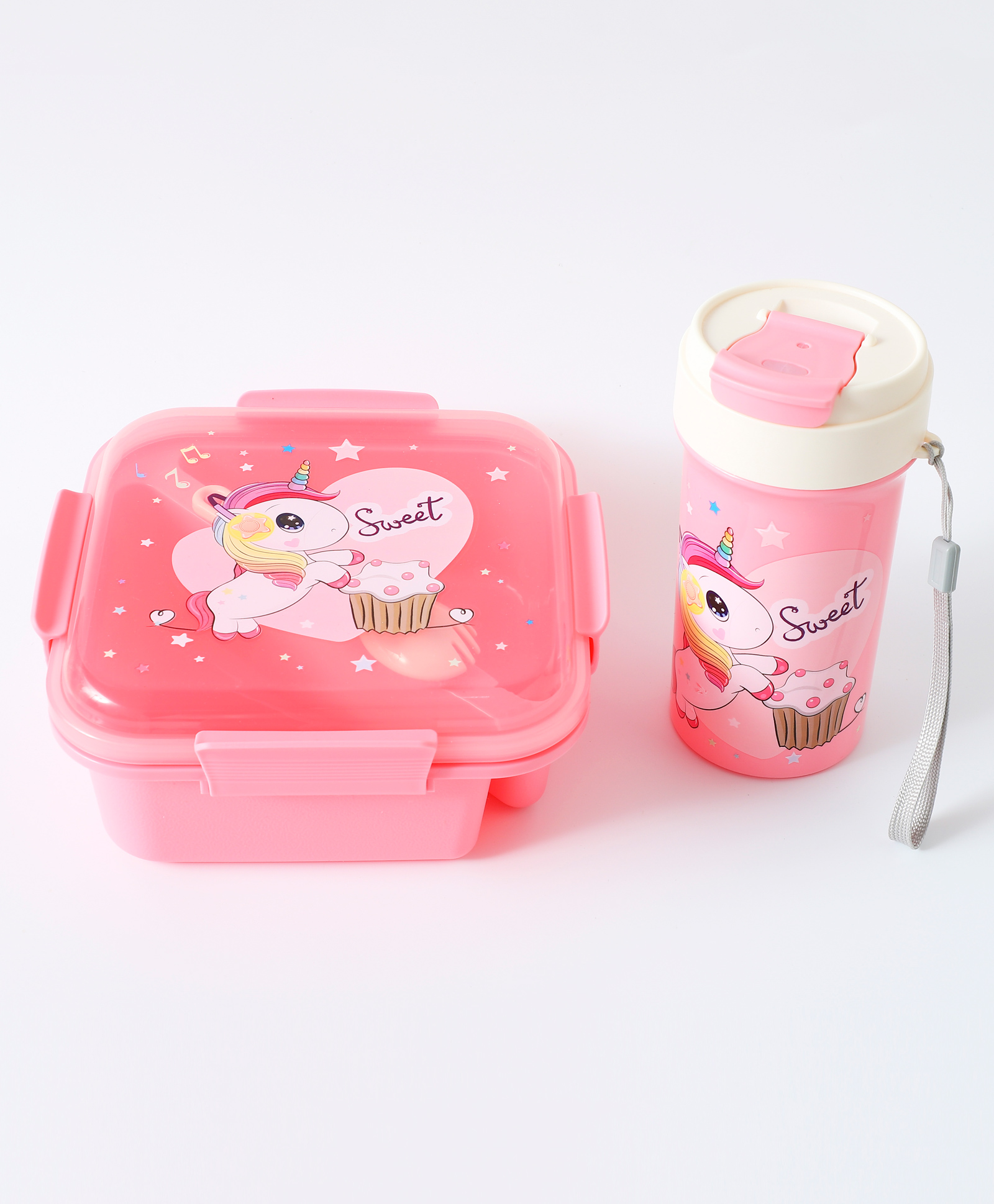 Unicorn Print Leak Proof & Freezer Safe Lunch Box Set - Pink-image-11