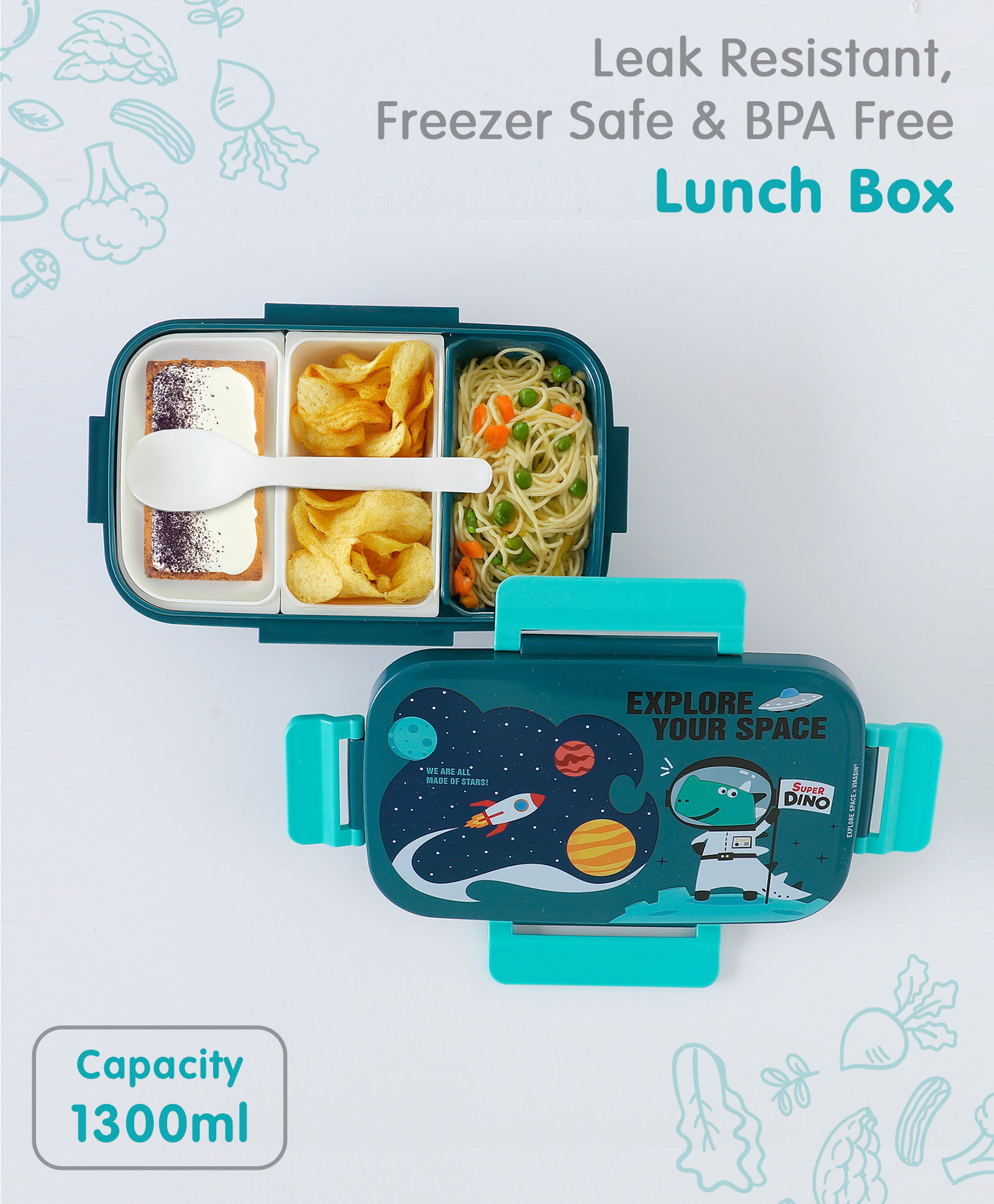 Space Themed BPA free Bento Lunch Box - Dark Green-image-37